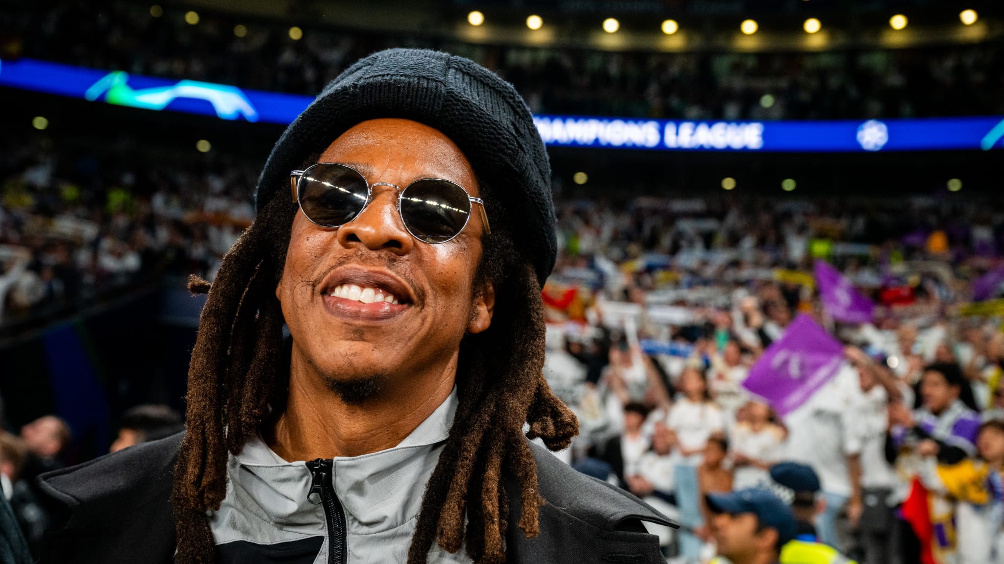 LONDON, ENGLAND - JUNE 1: Jay-Z attends the UEFA Champions League 2023/24 final match between Borussia Dortmund v Real Madrid CF at Wembley Stadium on June 1, 2024 in London, England.