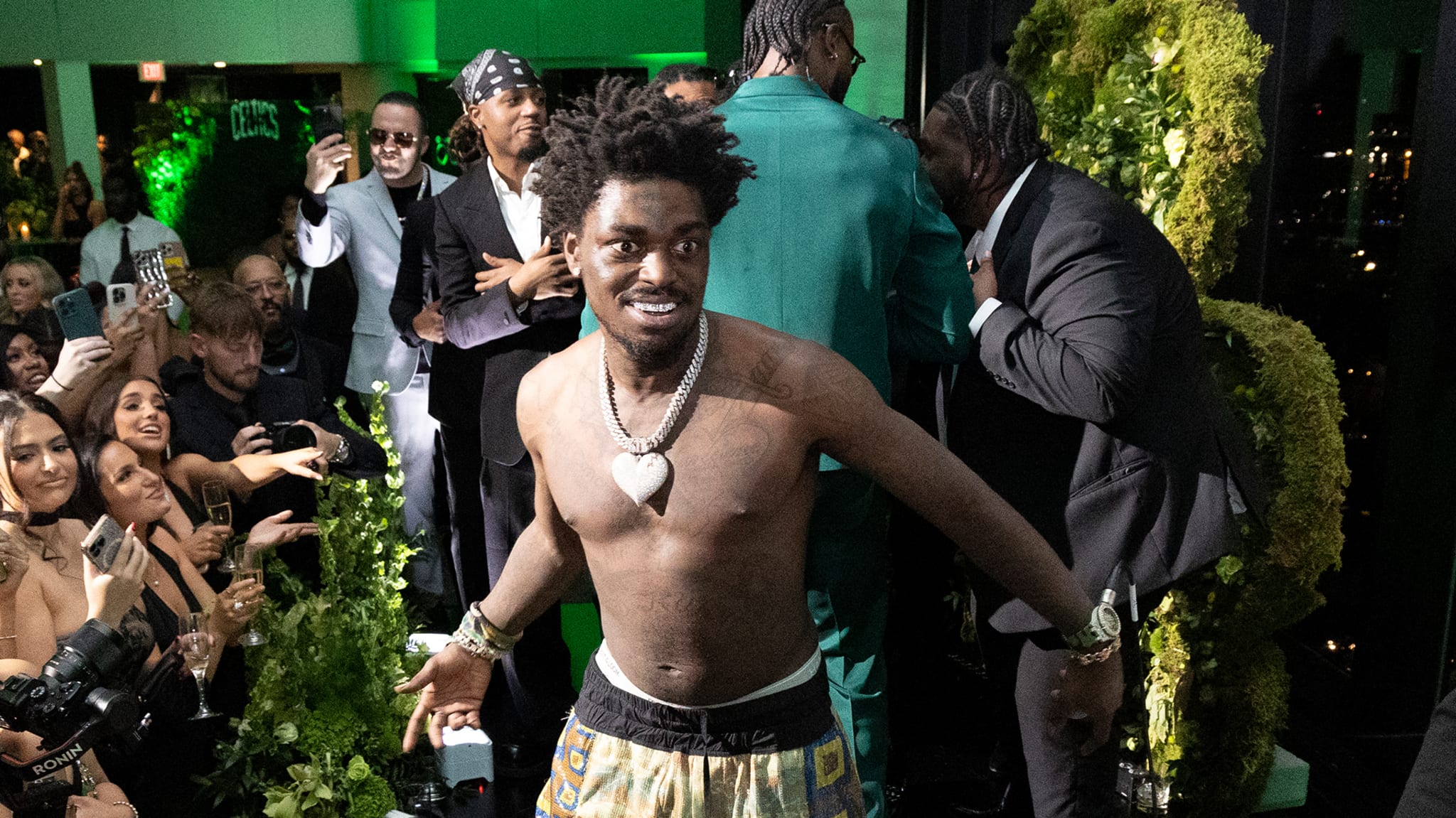 Kodak Black performs at Jaylen Brown's Boston Celtics season opener reception and birthday celebration.