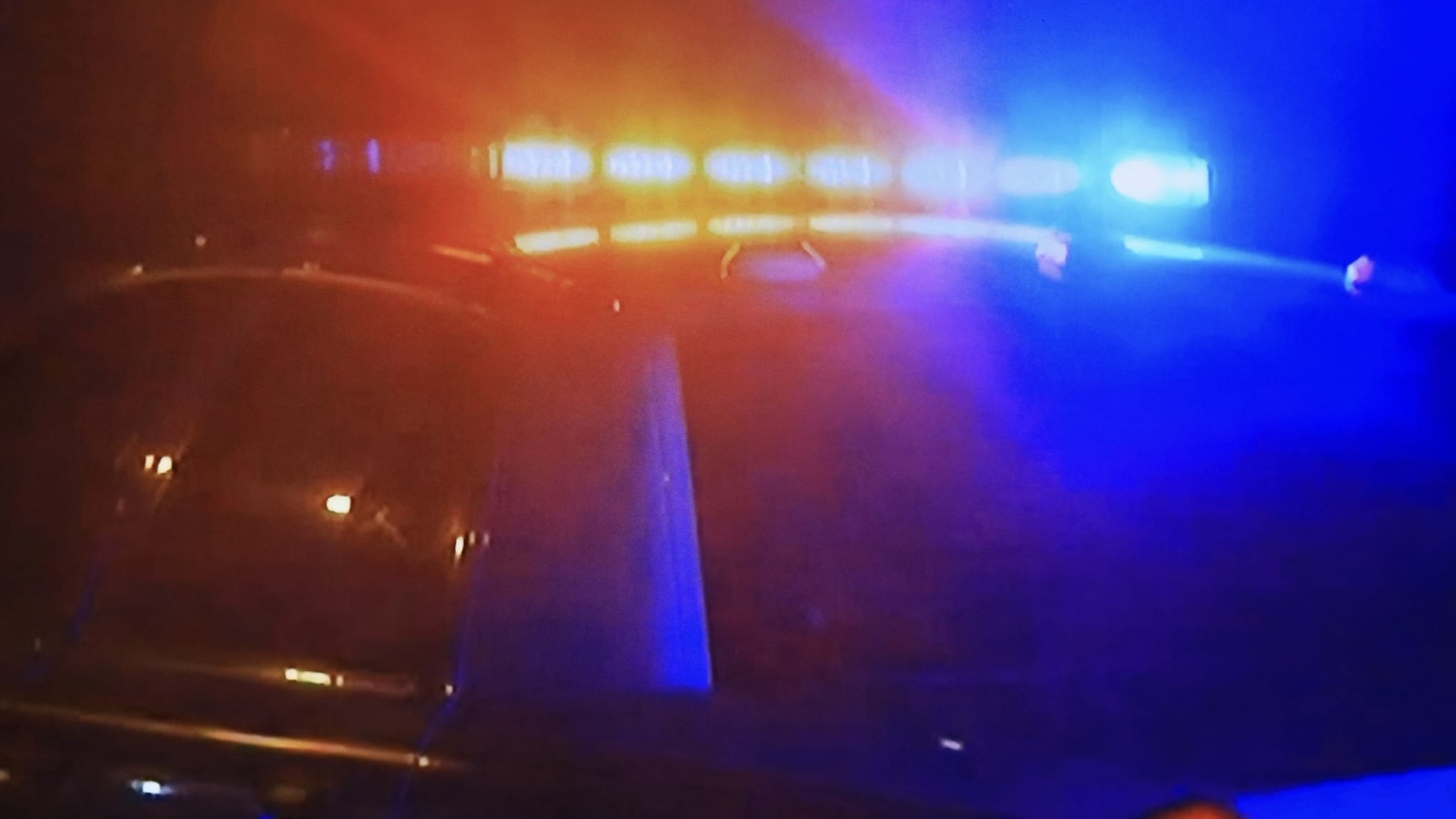 A close-up of police car lights.