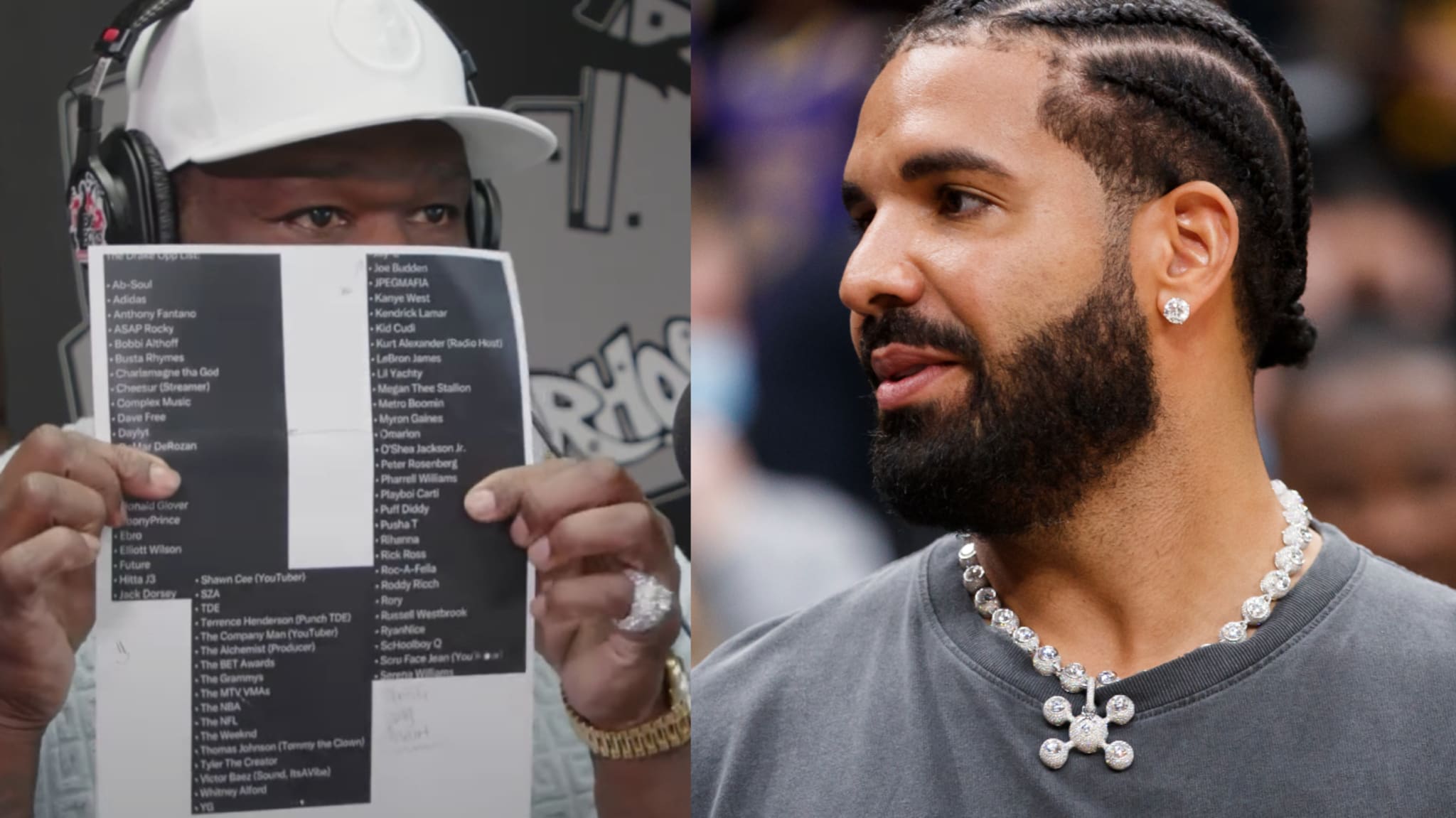 50 Cent Displays SoCalled 'Drake Opp List' During Interv...