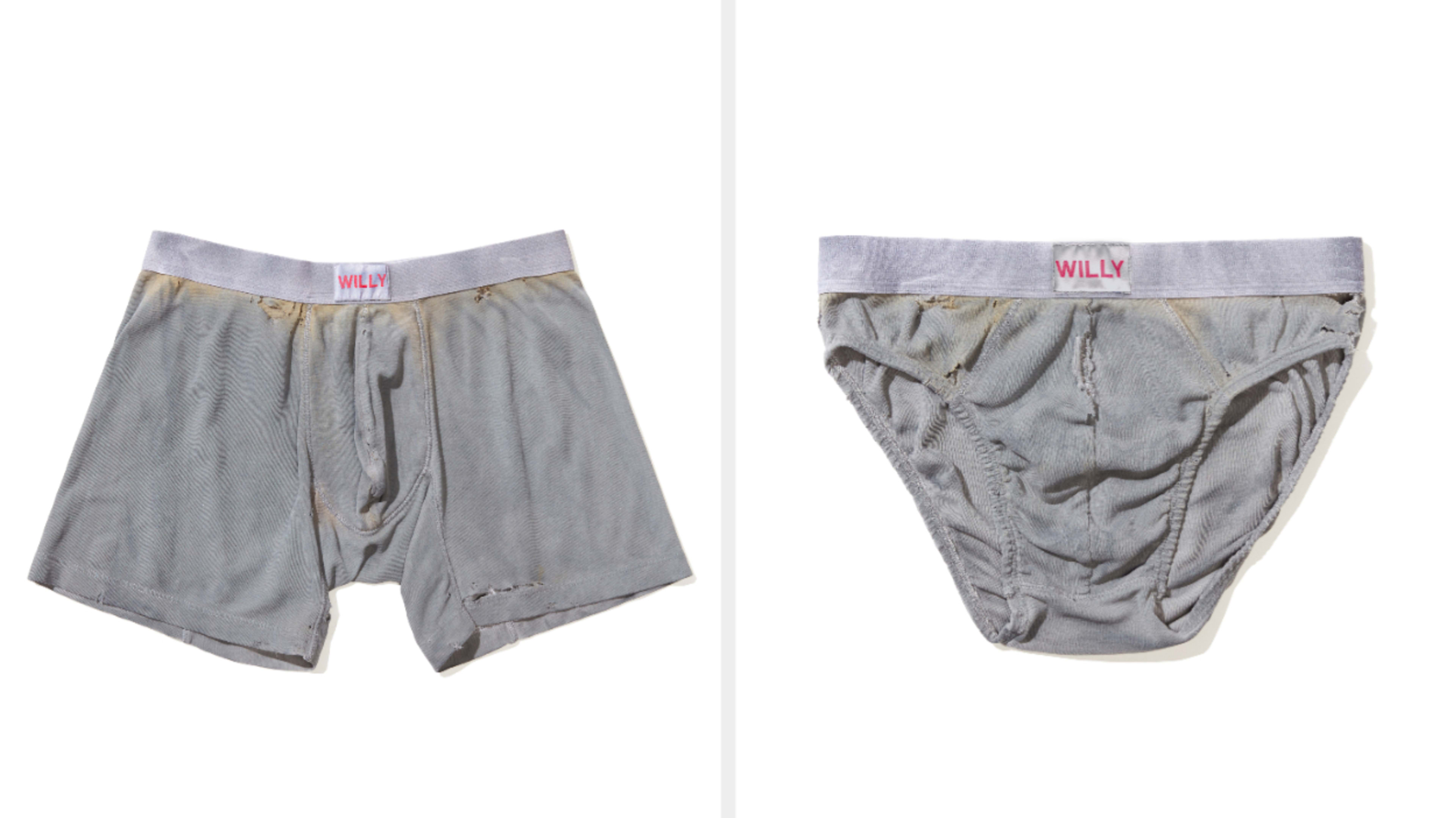 Distressed pair of boxer briefs and underwear