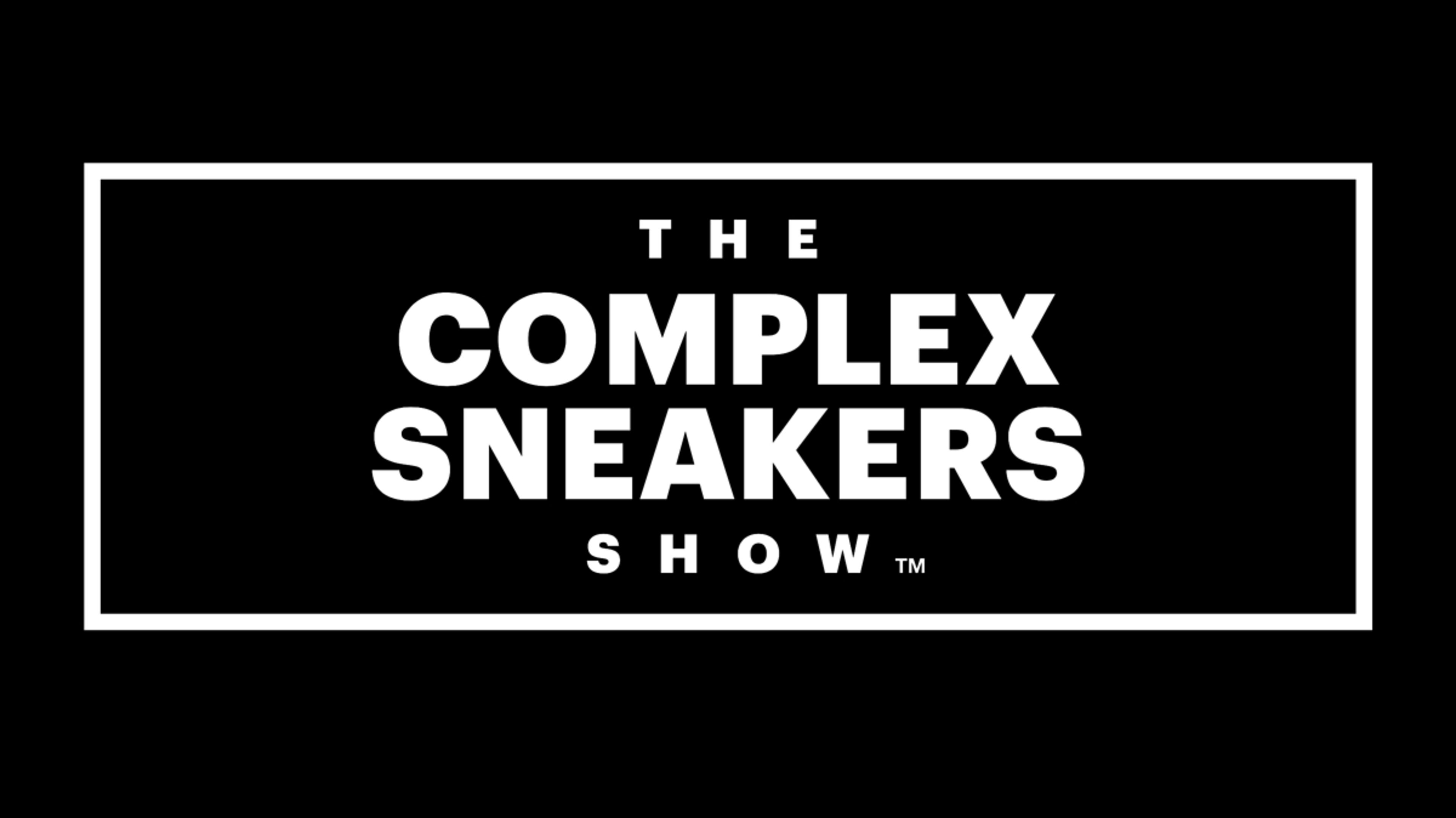 Logo of "The Complex Sneakers Show" with trademark symbol, in bold lettering on a rectangular background