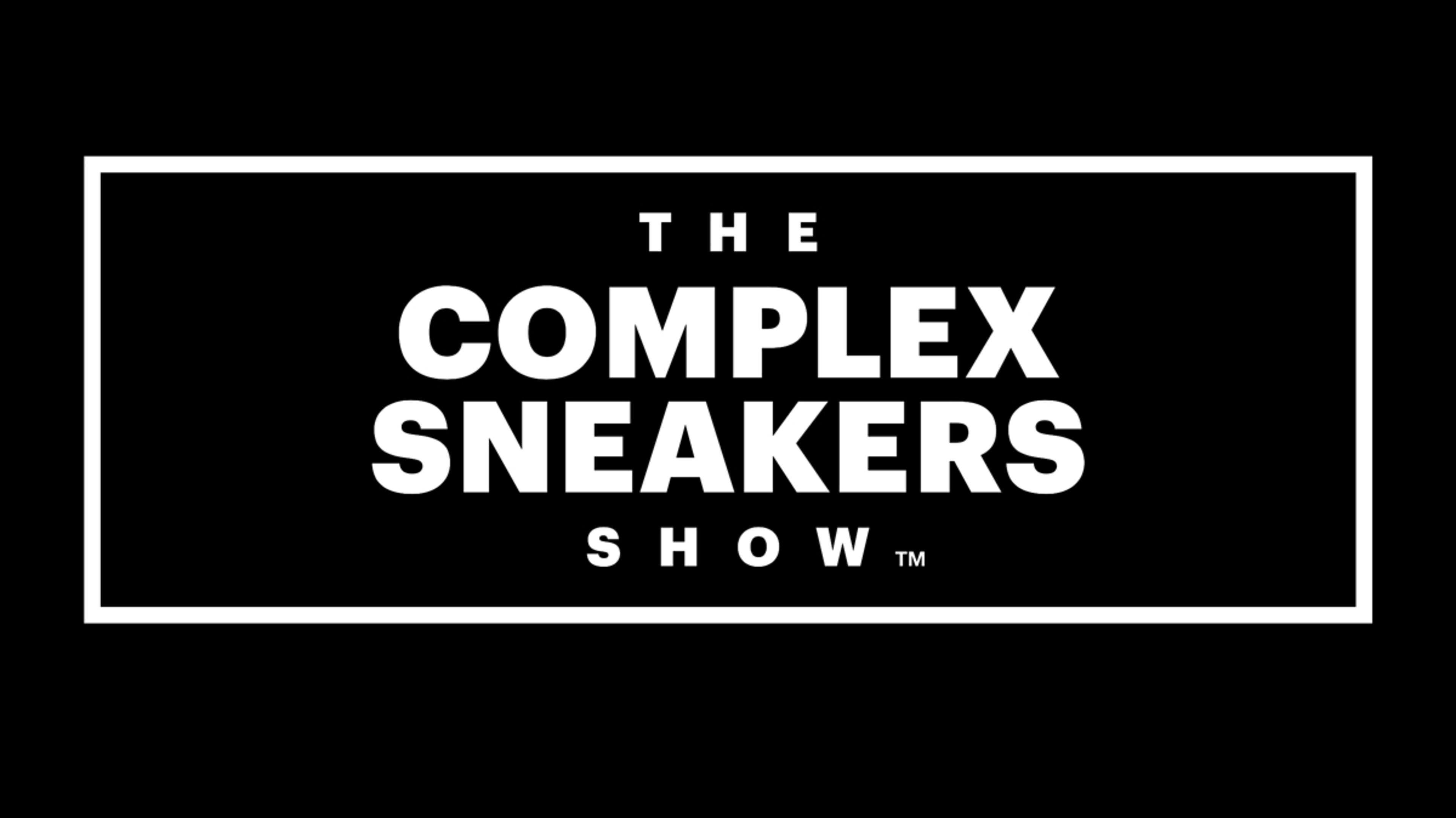 Logo of 'The Complex Sneakers Show' with trademark symbol against a black background