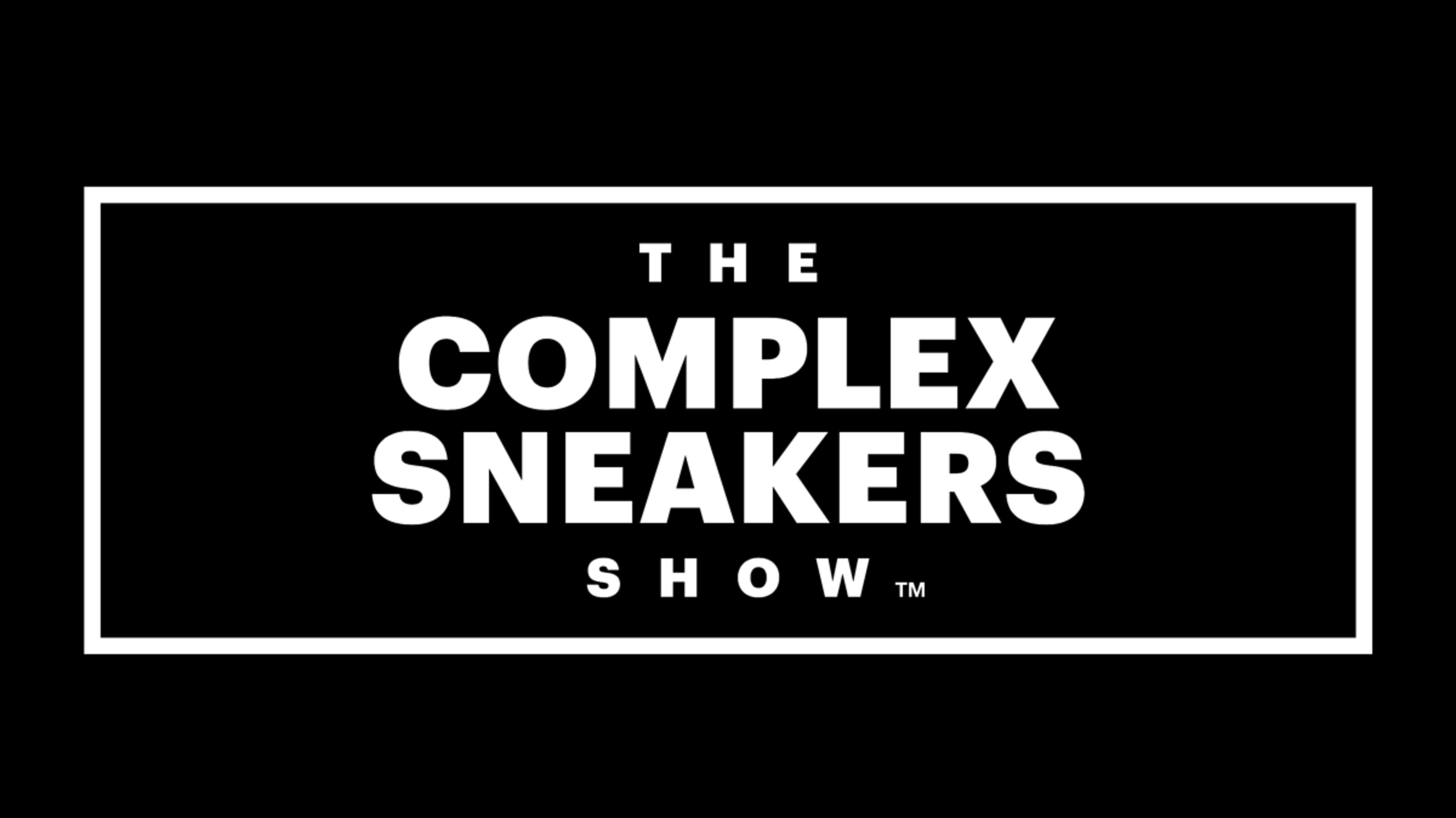 Logo of "The Complex Sneakers Show" with trademark symbol on a black background