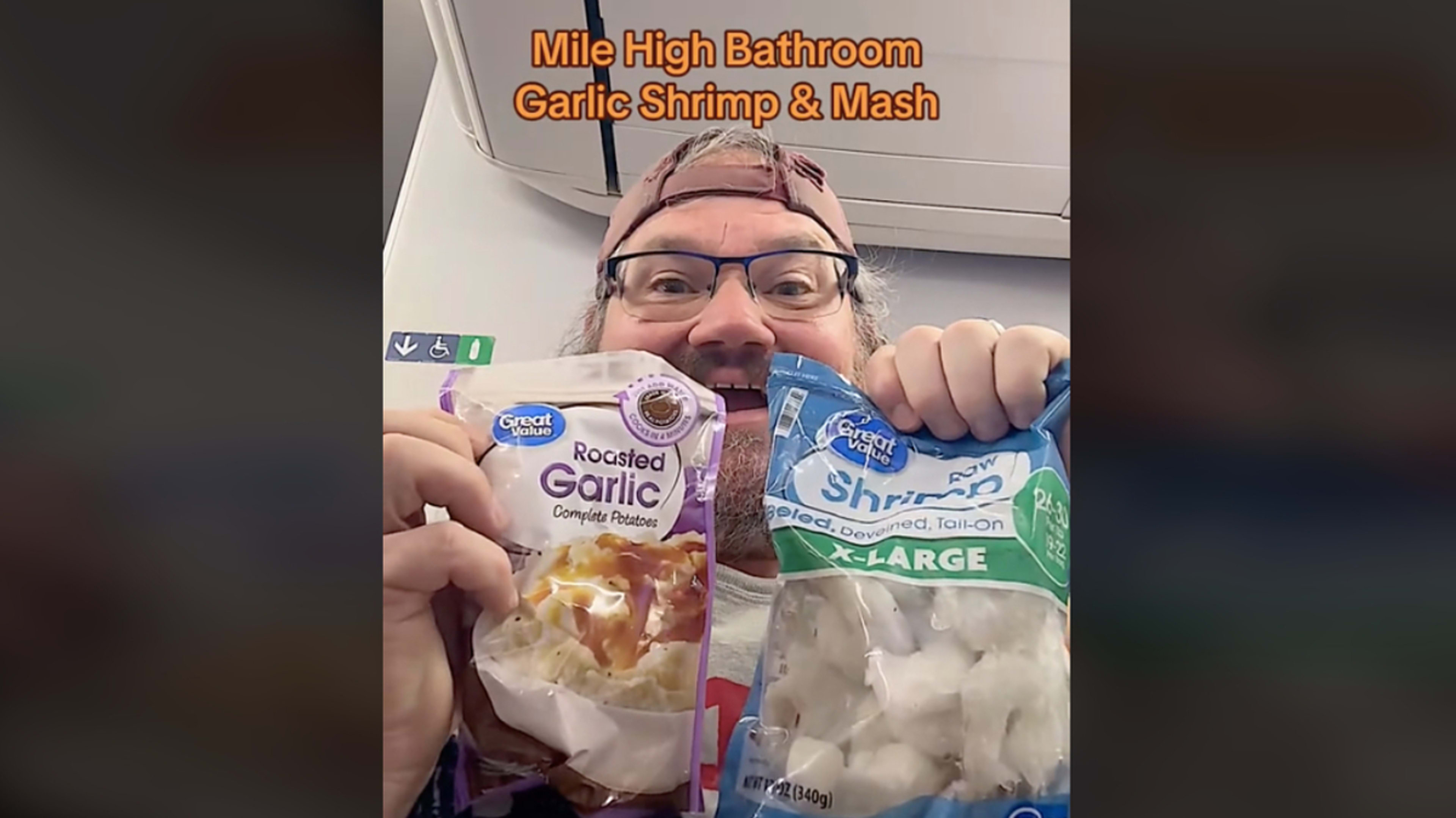 man who made food in airplane bathroom