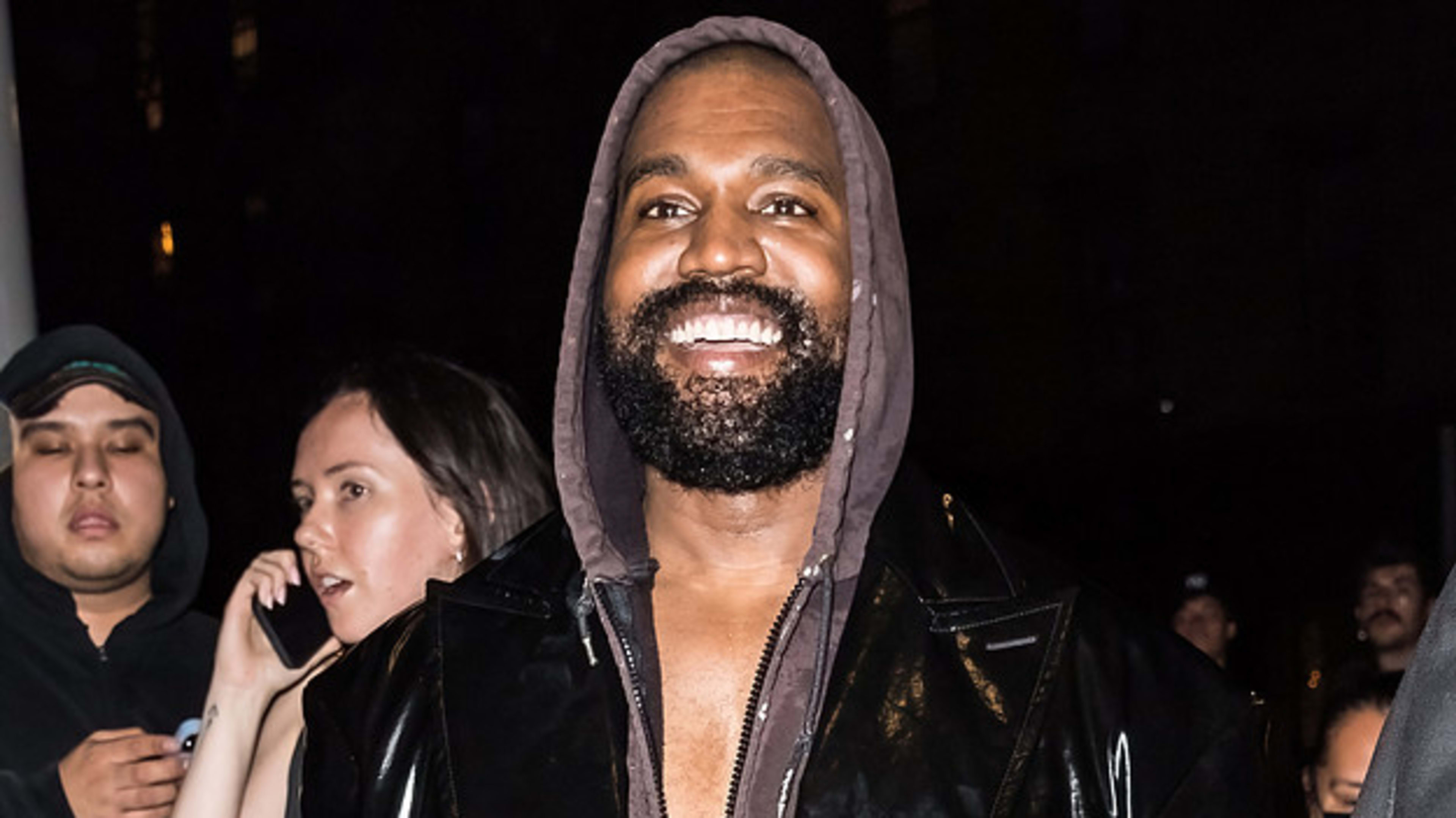 Ye is seen smiling while out and about in the city