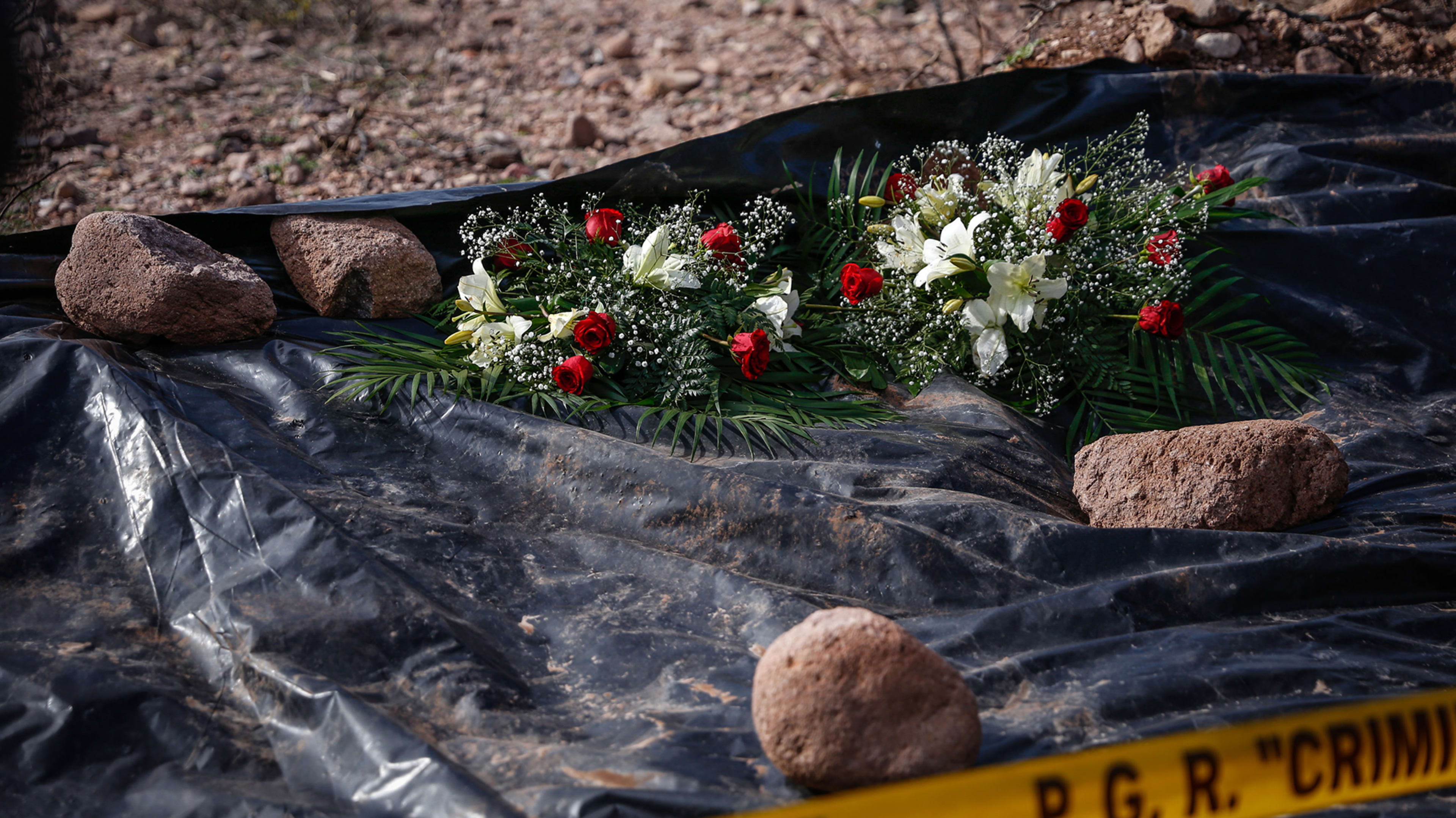 The site of a massacre carried out in the desert by a Mexican drug cartel.