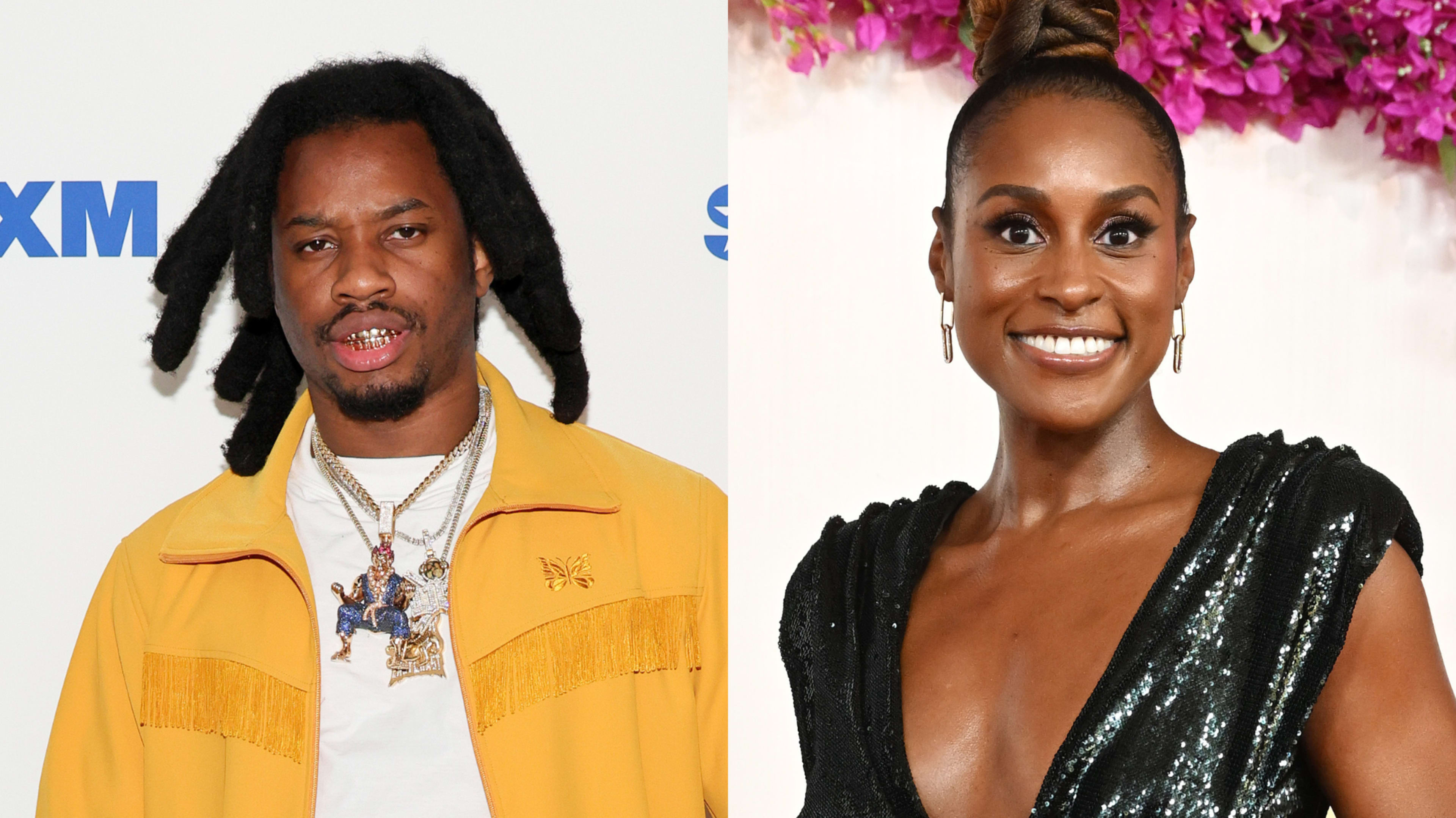 Denzel Curry and Issa Rae attending separate events. 