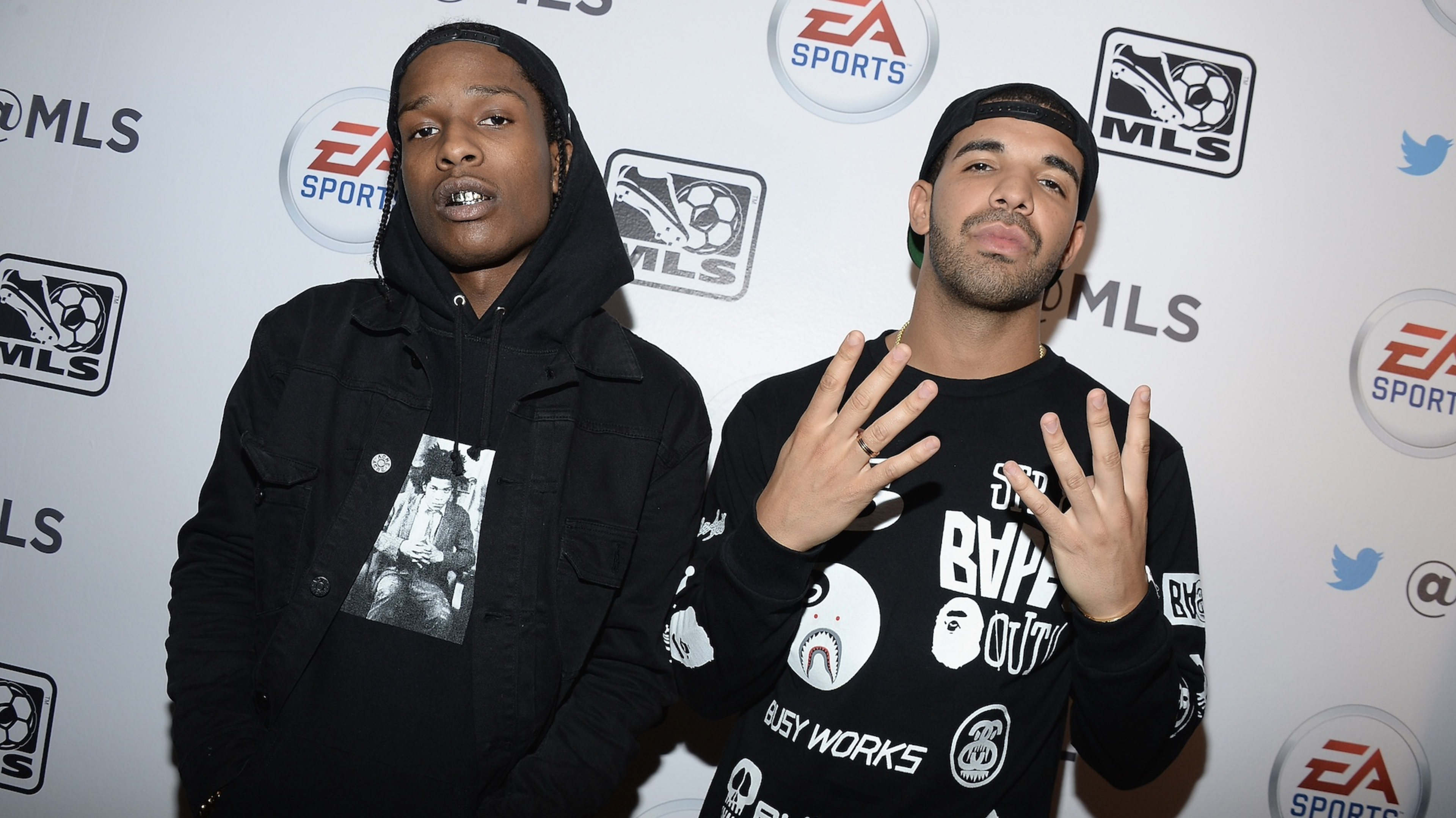  A$AP Rocky and Drake attend the FIFA 14 Launch at The Union Square Ballroom on September 23, 2013 