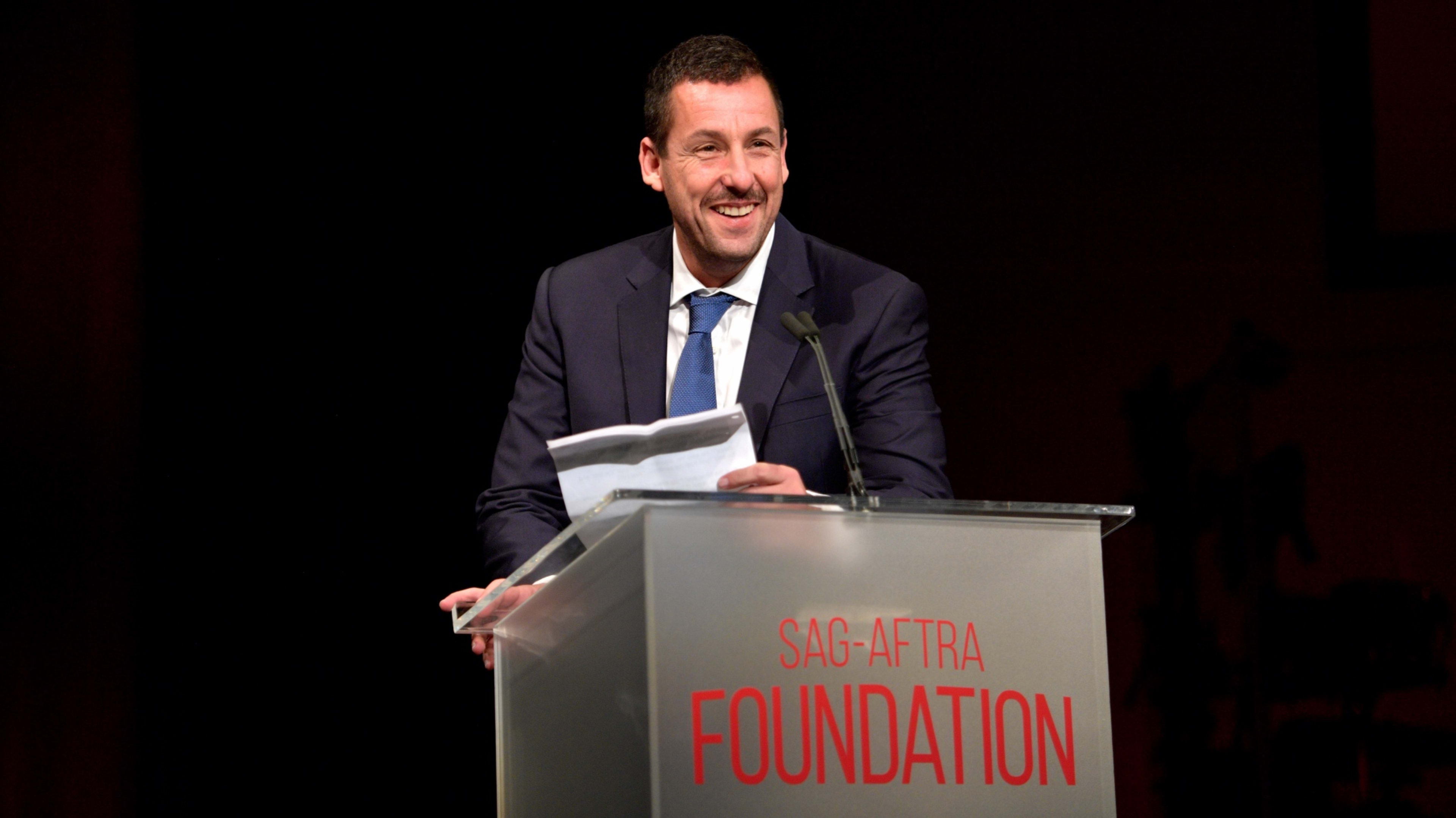 Adam Sandler speaks at California's SAG-AFTRA Foundation in November 2017.