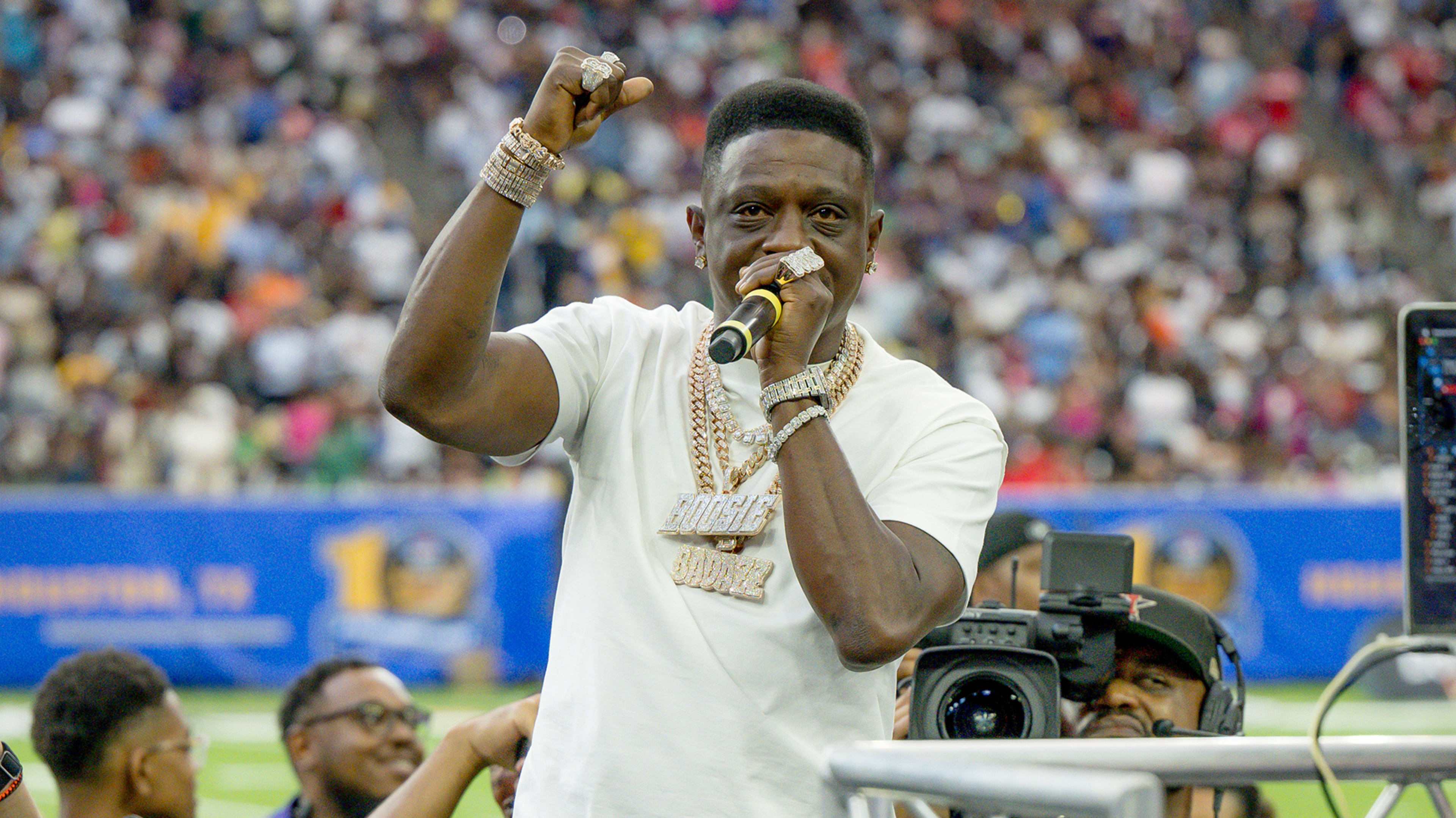 Boosie Badazz performs on stage during the 2024 Pepsi National Battle of the Bands at NRG Stadium 