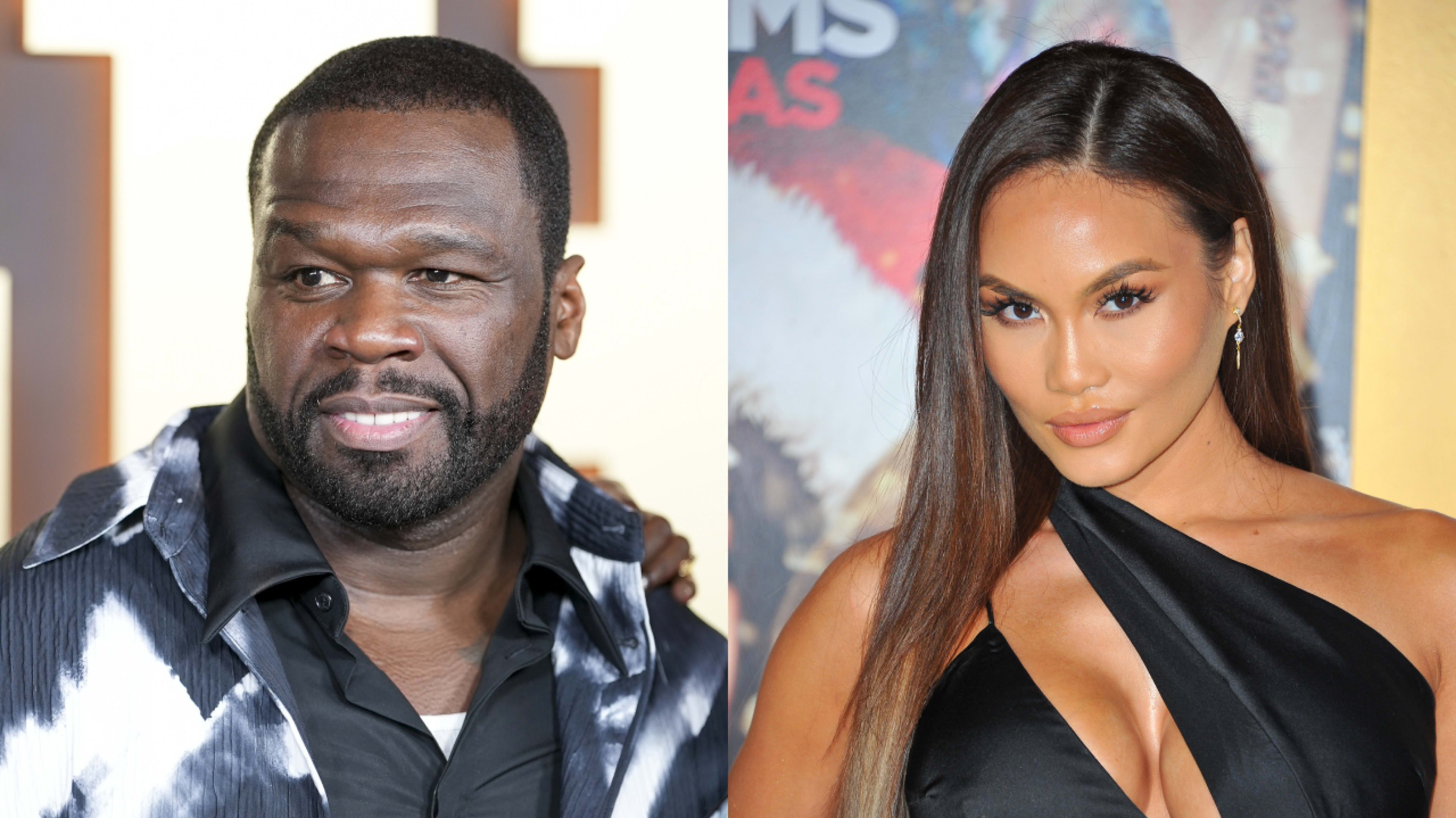 Split image. Left: 50 Cent. Right: Daphne Joy.