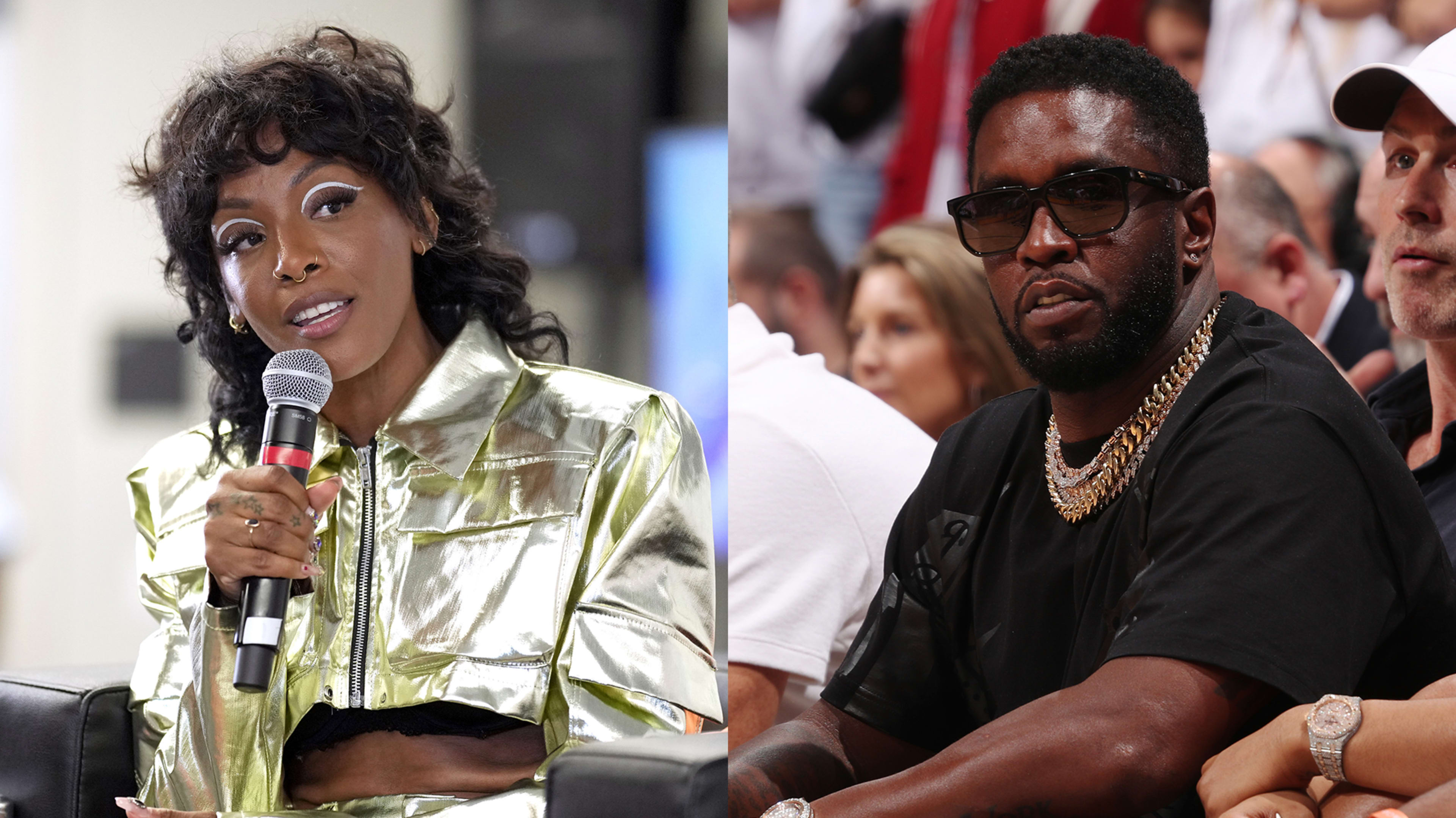 Dawn Richard at the 2024 ESSENCE Festival of Culture in New Orleans, Diddy sitting court side during the 2023 eastern conference finals.