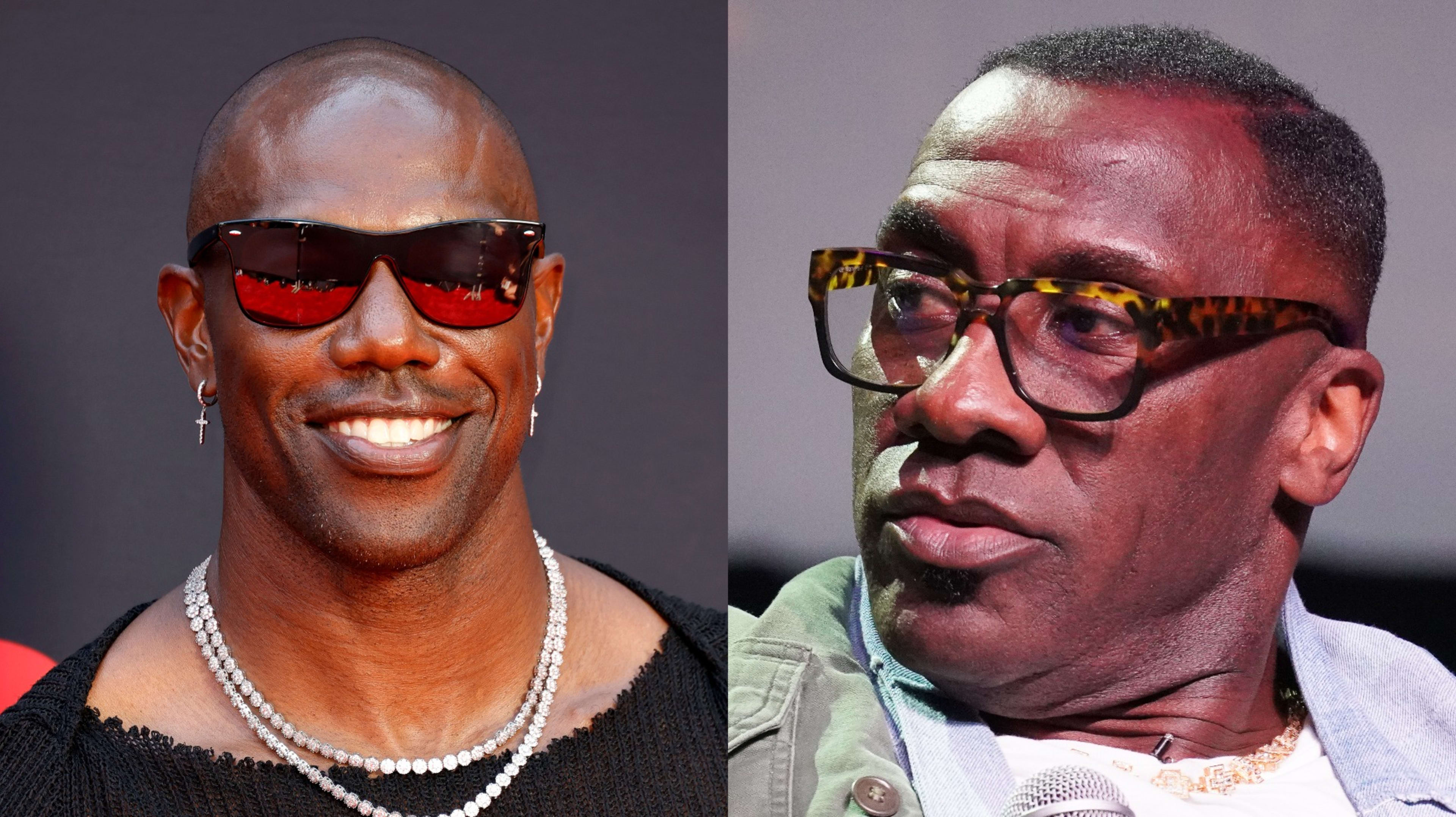 Split image of Terrell Owens and Shannon Sharpe.