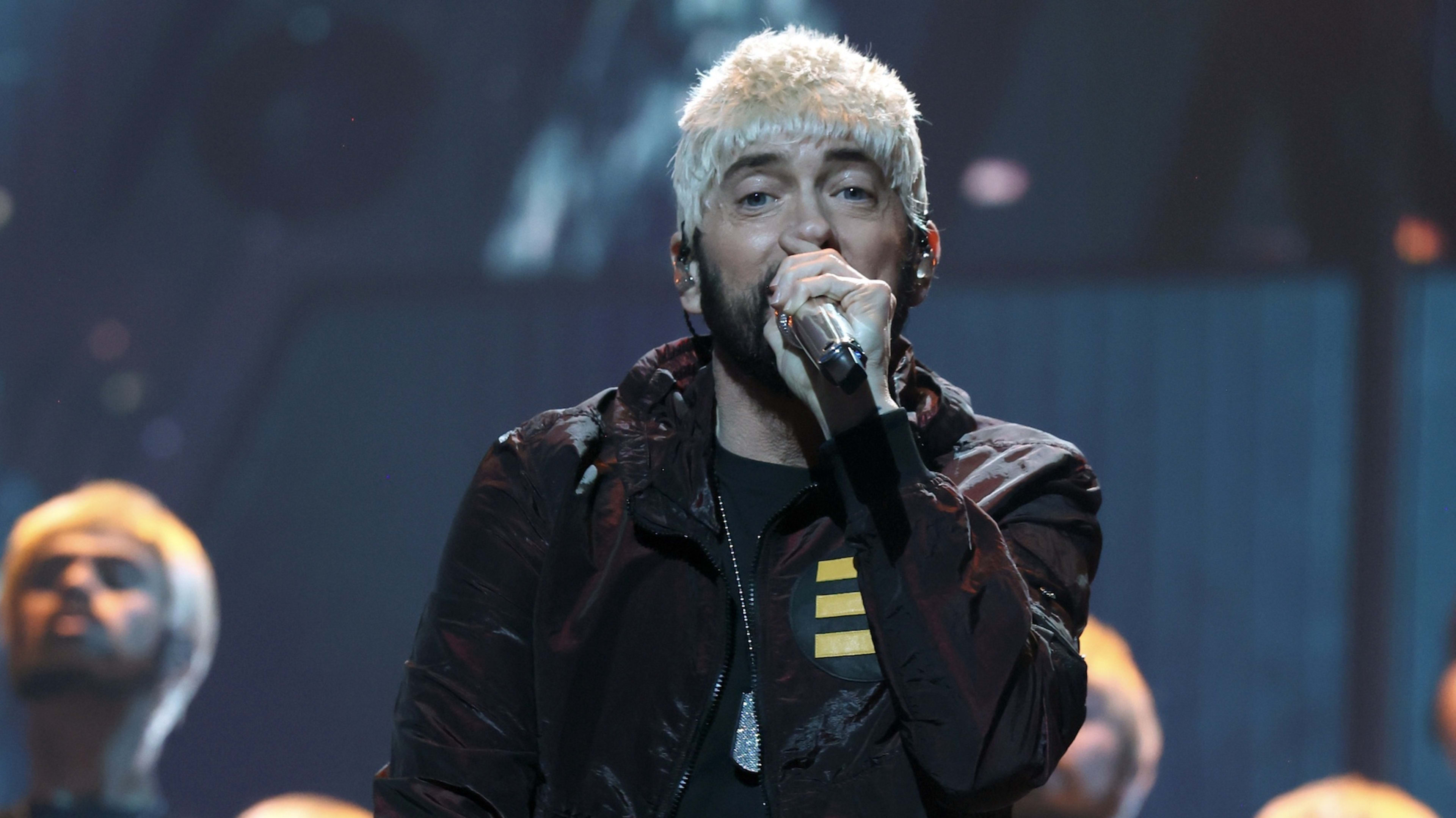 Eminem performs on stage during the 2024 MTV Video Music Awards 