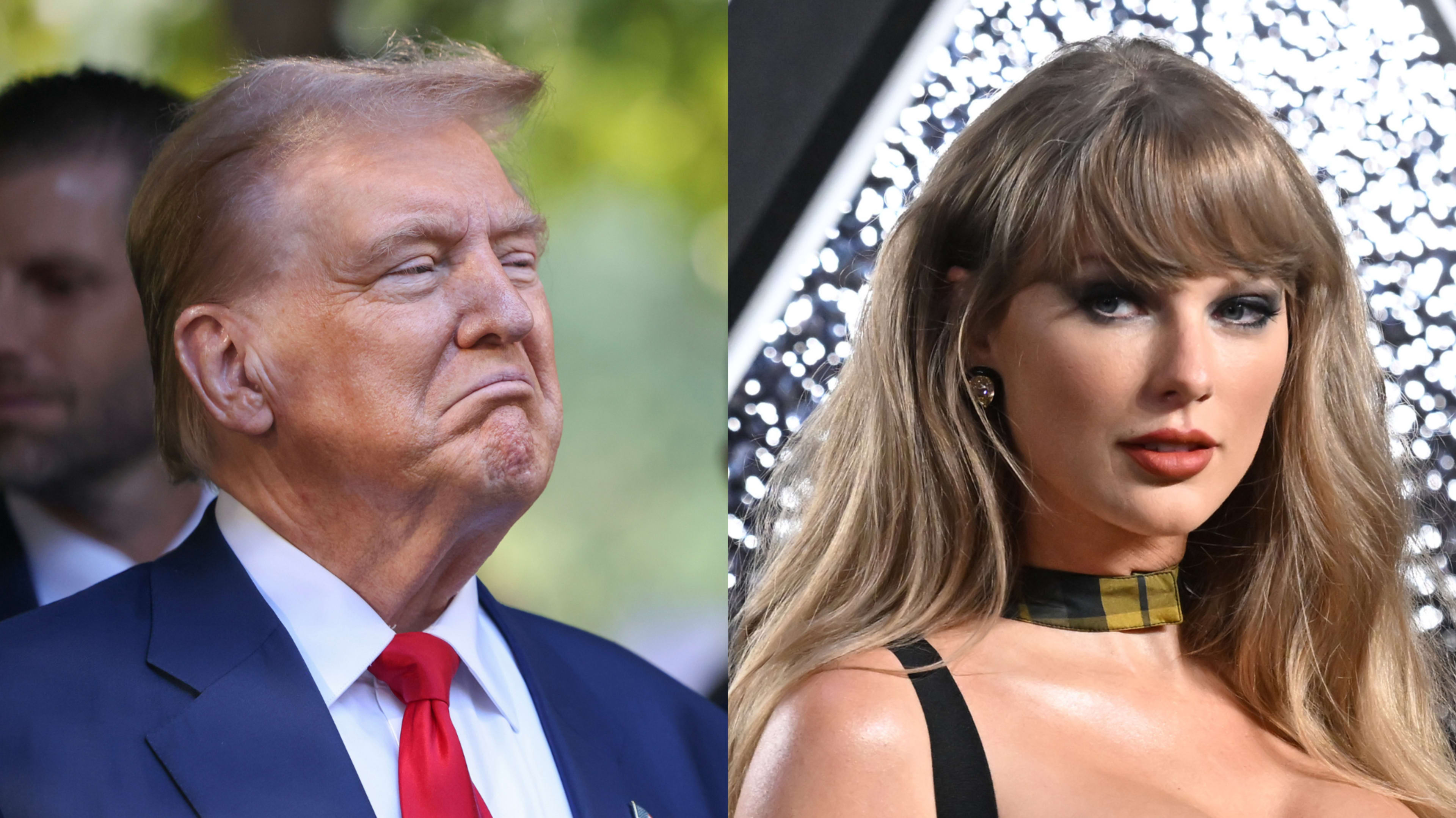 Donald Trump and Taylor Swift at separate events.