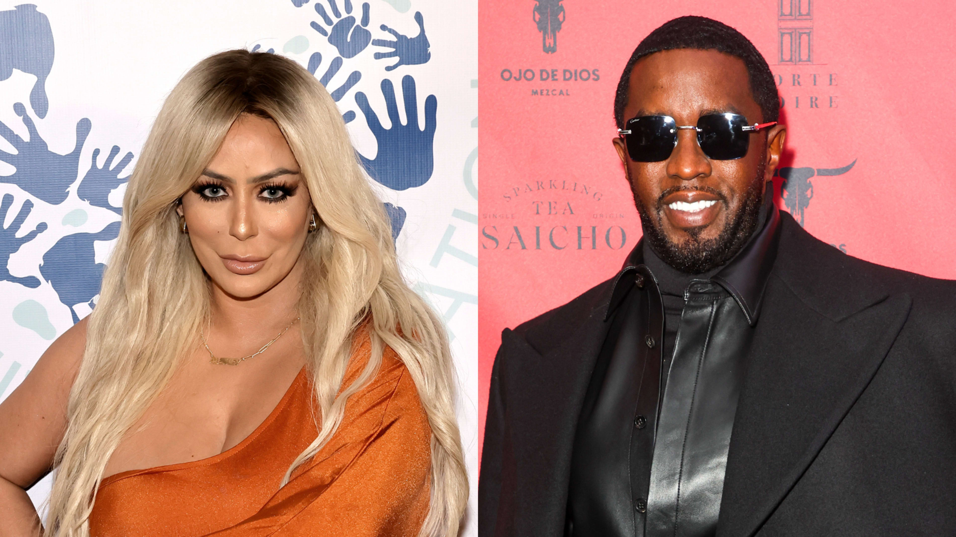 Aubrey O'Day and Diddy attending separate events.