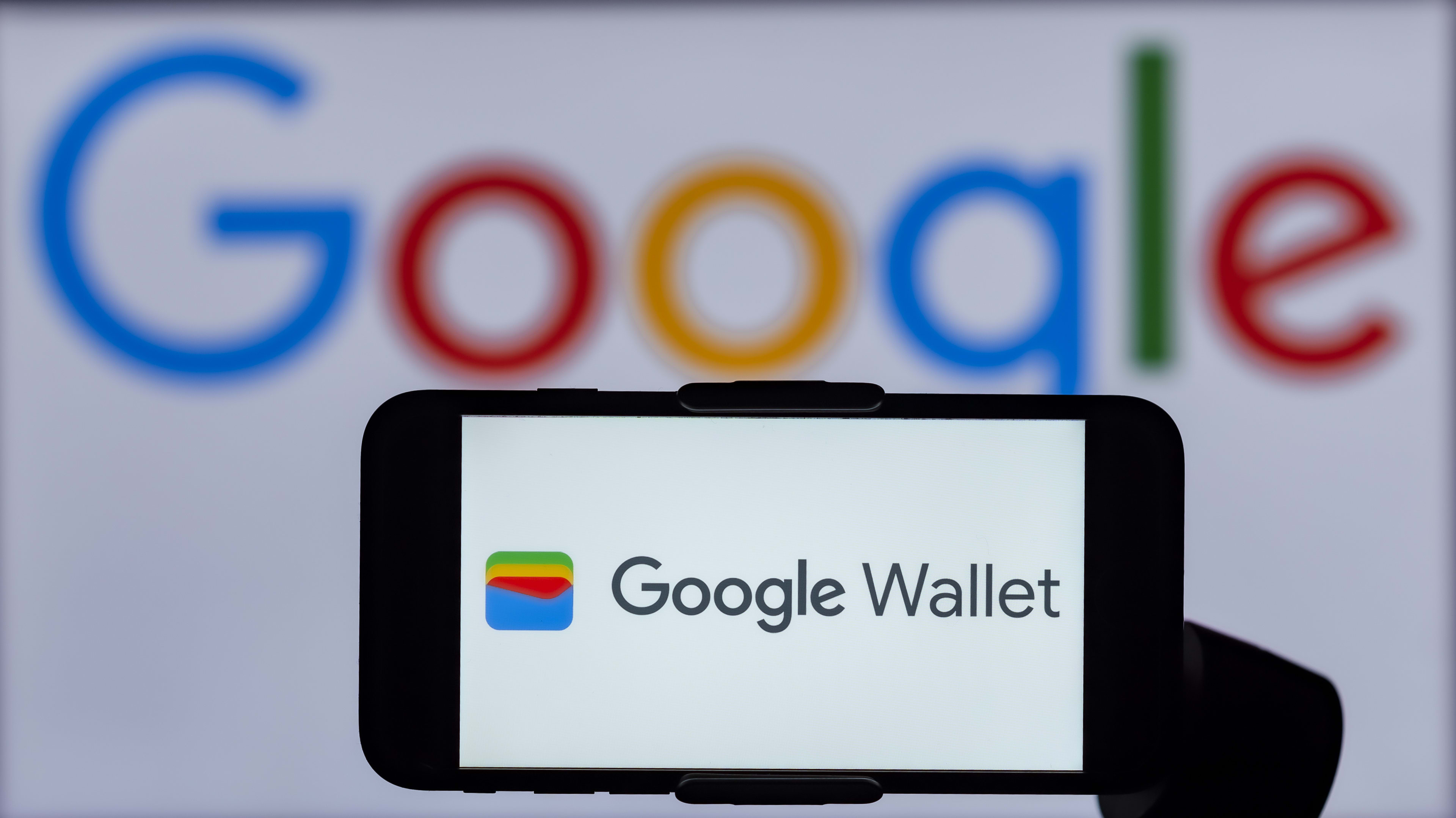 A phone display showing Google Wallet.