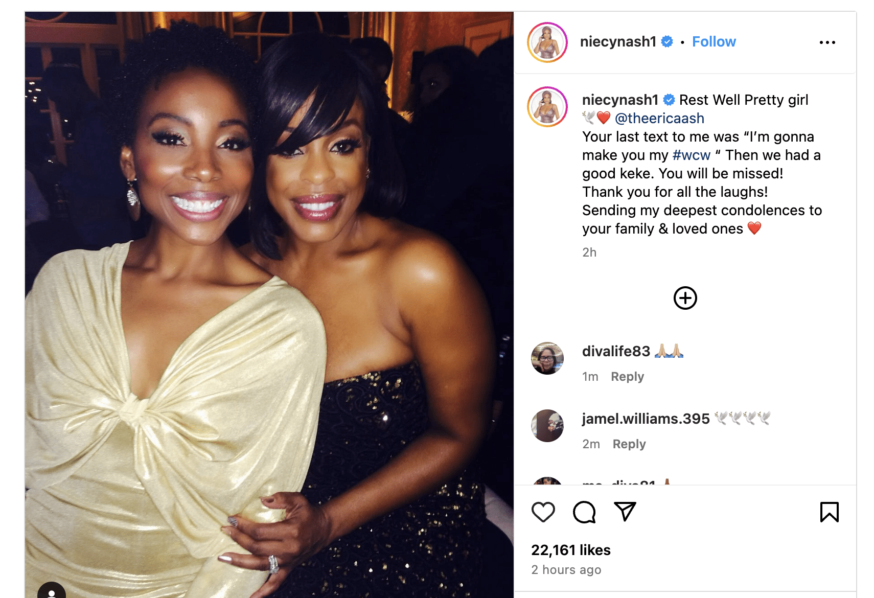 Niecy Nash poses closely with another woman in a heartfelt Instagram tribute post