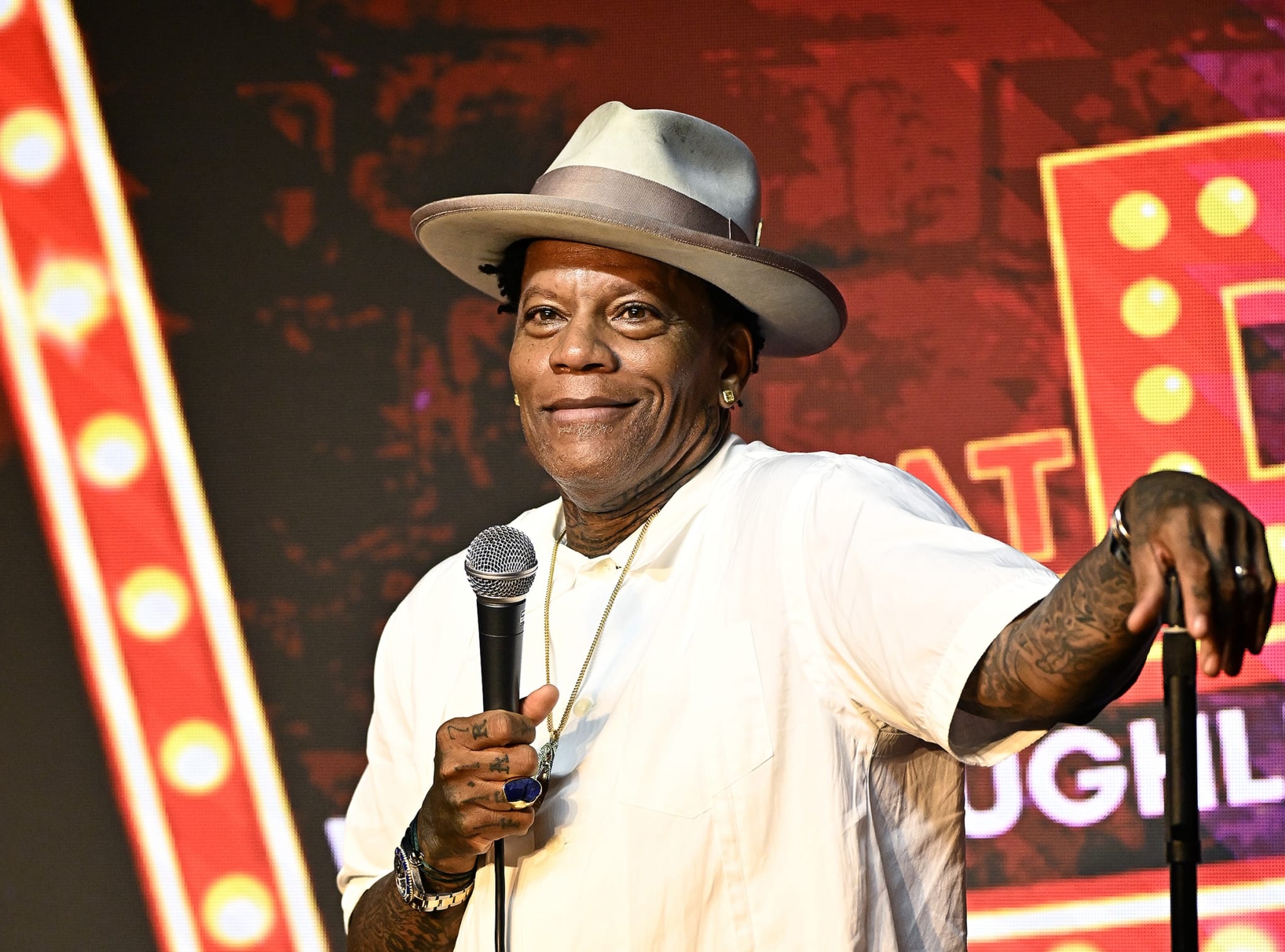 PASADENA, CALIFORNIA - SEPTEMBER 11: Comedian D.L. Hughley performs at The Ice House Comedy Club on September 11, 2024 in Pasadena, California. 