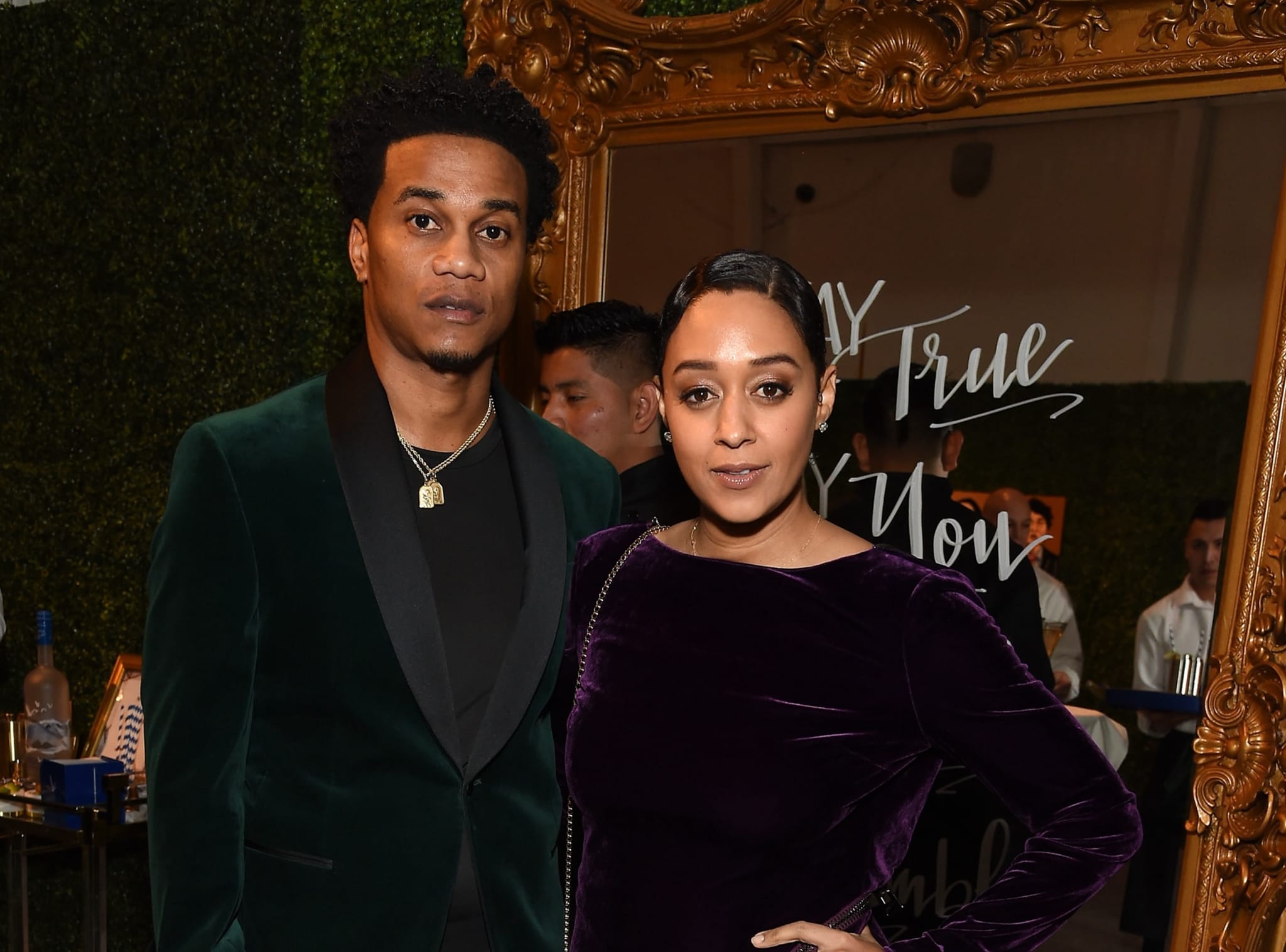 WEST HOLLYWOOD, CALIFORNIA - FEBRUARY 06: (L-R) Cory Hardrict and Tia Mowry attend Grey Goose Toasts To A Year Of Victorious Filmmaking at The MACRO Pre-Oscars Party at Fig & Olive on February 06, 2020 in West Hollywood, California.