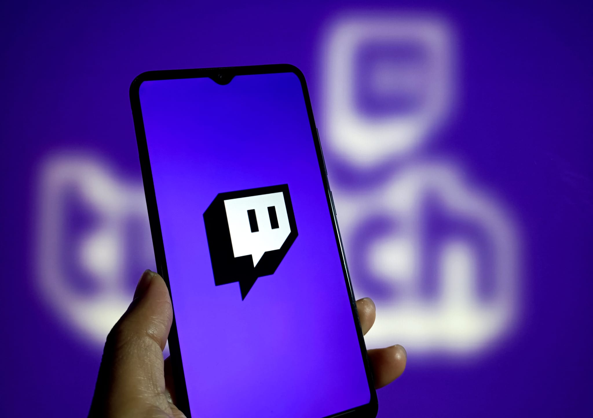An illustration of Twitch is being displayed in Suqian, Jiangsu Province, China, on December 6, 2023.
