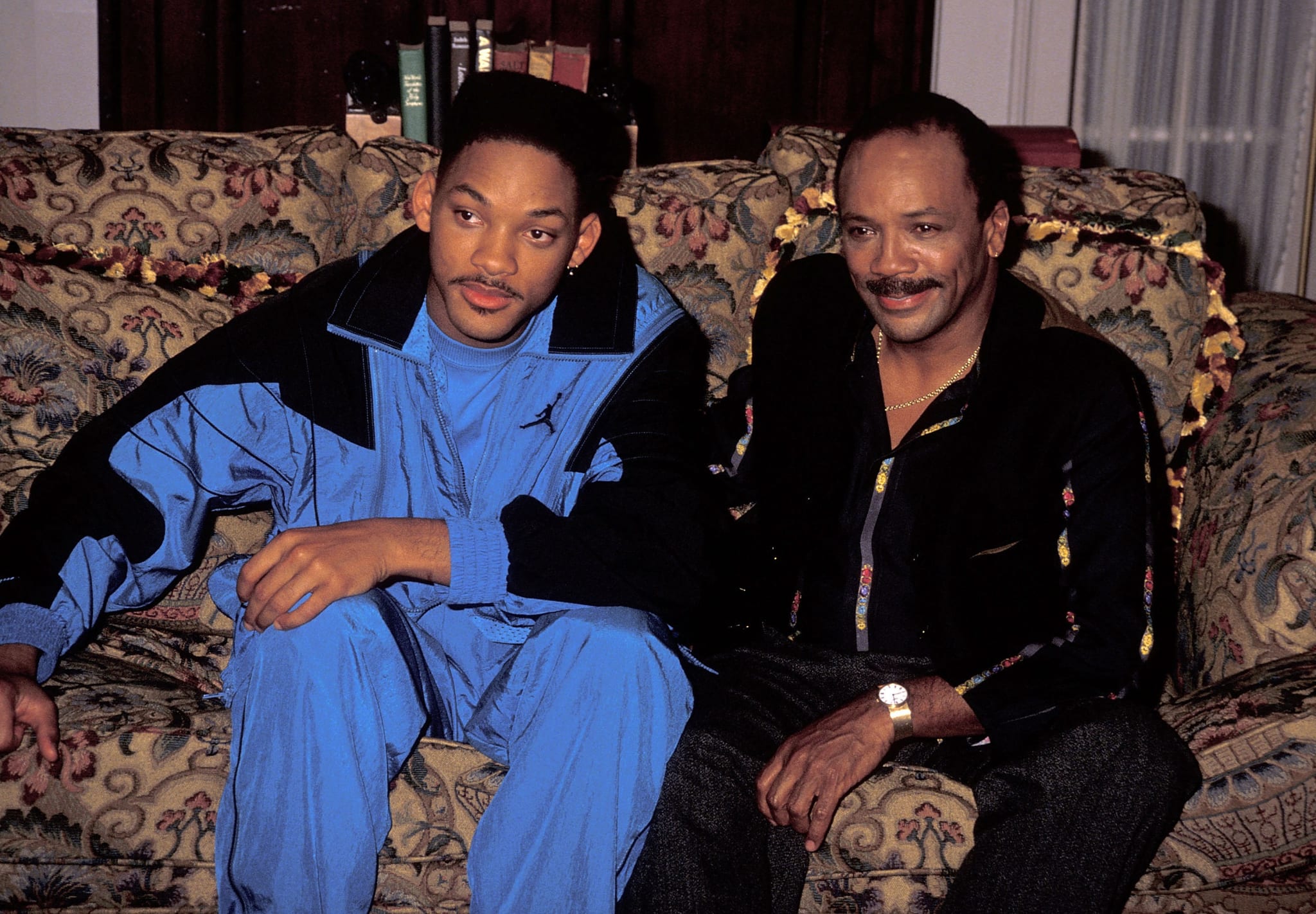 Actor Will Smith and music/television producer Quincy Jones break from filming "The Fresh Prince of Bel-Air" on October 20, 1990 at Columbia/Sunset Gower Studios in Hollywood, California.