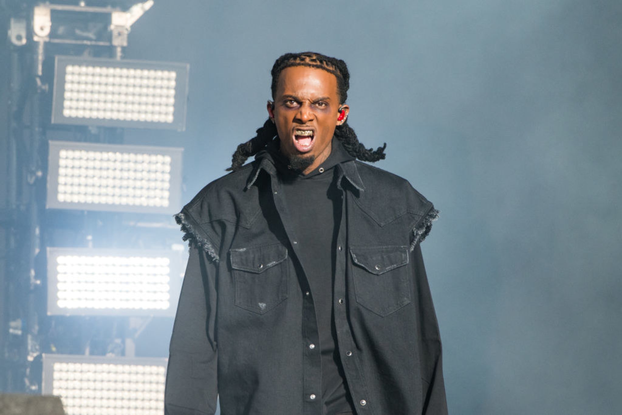 Playboi Carti performs on the main stage during Day 2 of Wireless Festival 2022 at Crystal Palace Park on July 02, 2022 in London, England.