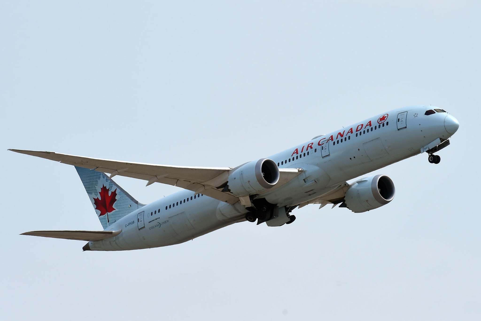 Boeing 787Dreamliner Air Canada .Aircraft landing at Leonardo da Vinci International Airport in Fiumicinp