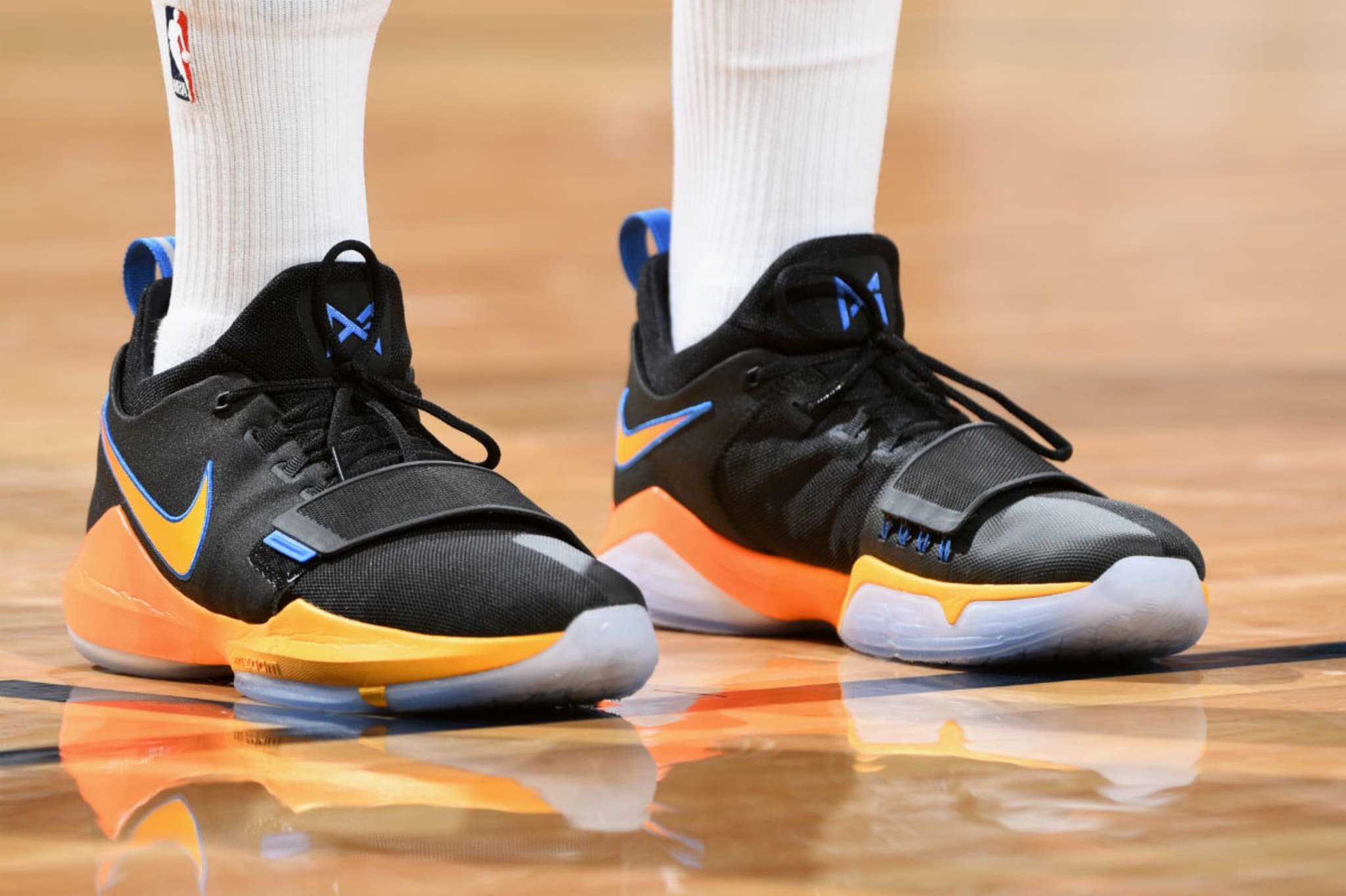 Paul George Nike PG1 OKC Black On Foot