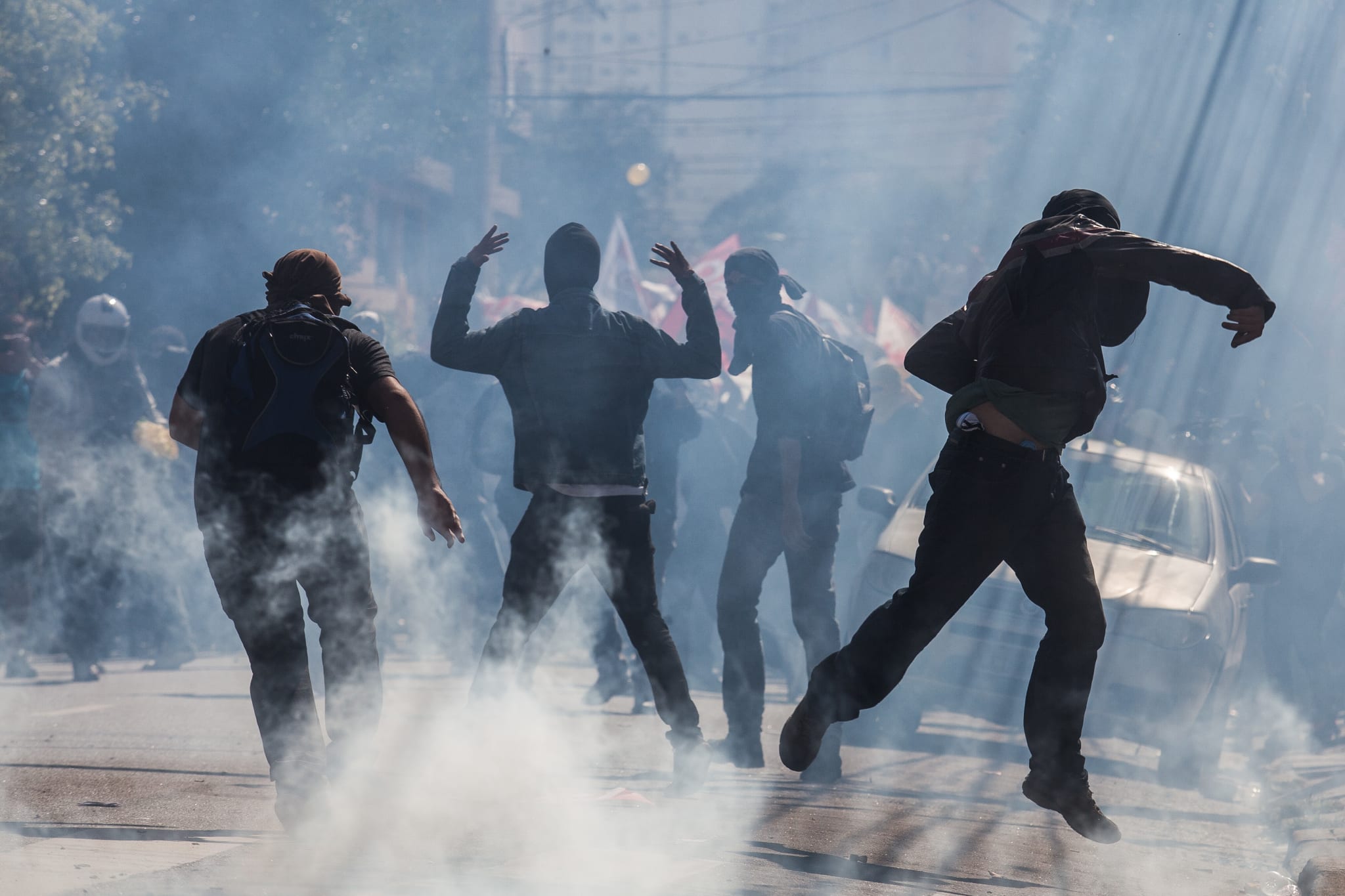 black bloc protesters in sao paulo