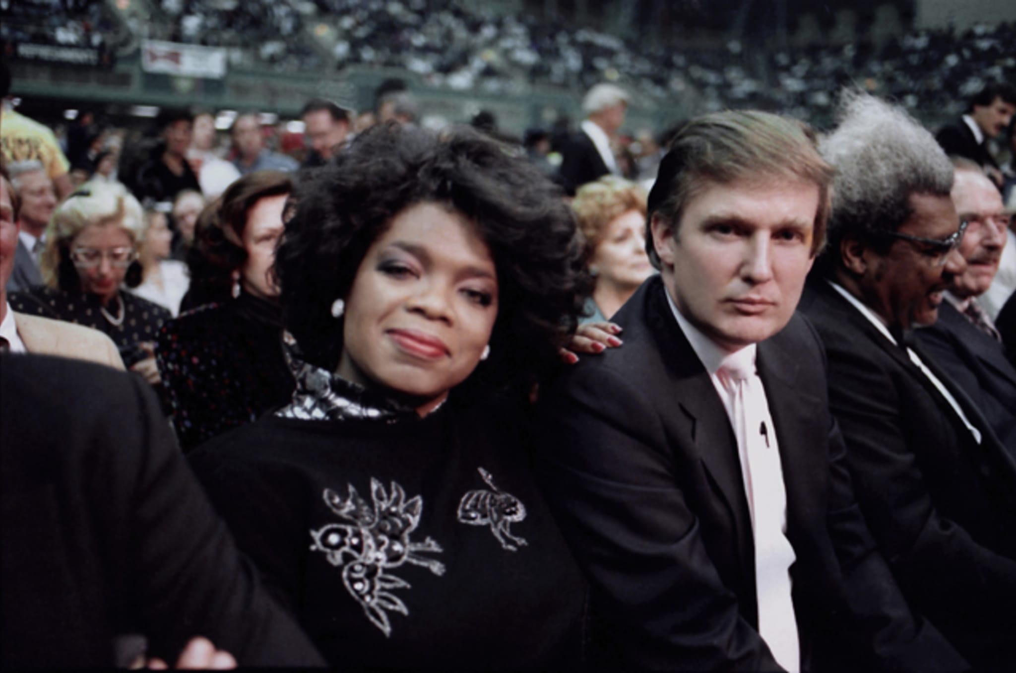 Donald Trump and Oprah Winfrey ringside at Tyson vs Spinks