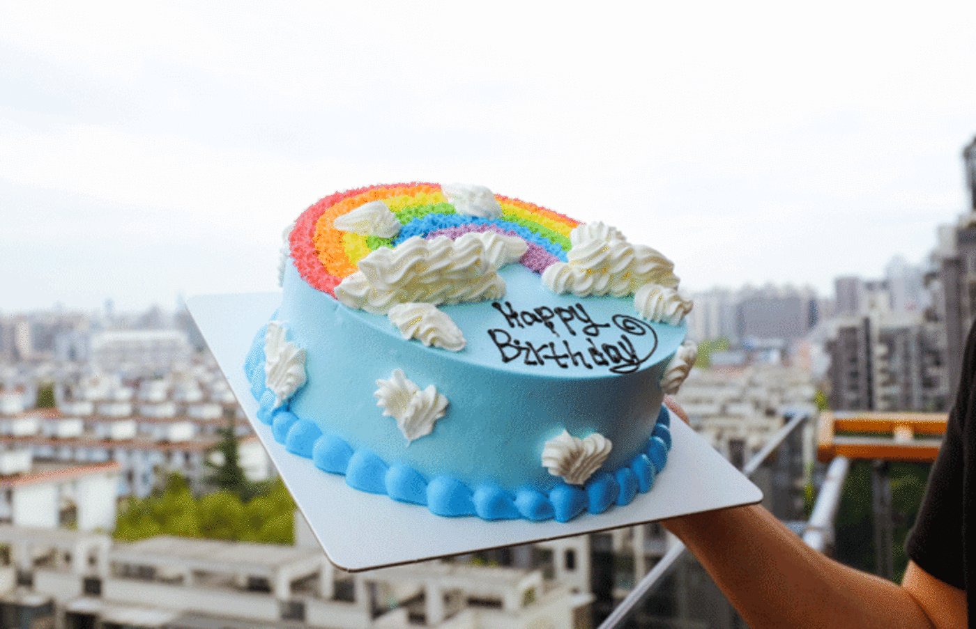 Rainbow birthday cake.
