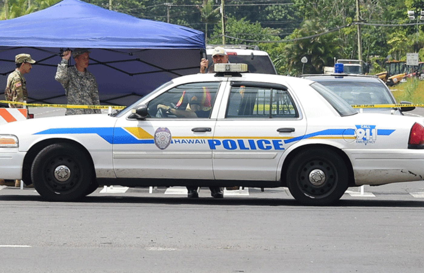 Hawaii Police and National Guard close an area due to volcanic activity.