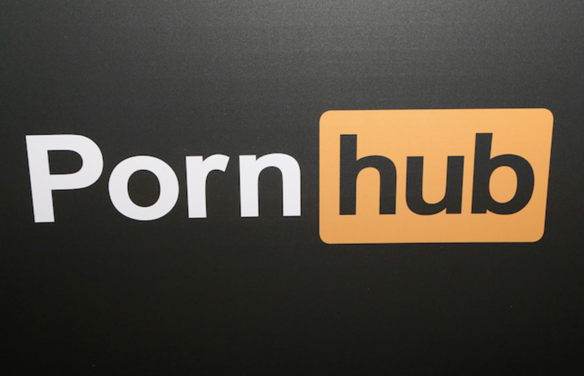 A Pornhub logo is displayed at the company's booth during the 2018 AVN Adult Expo.
