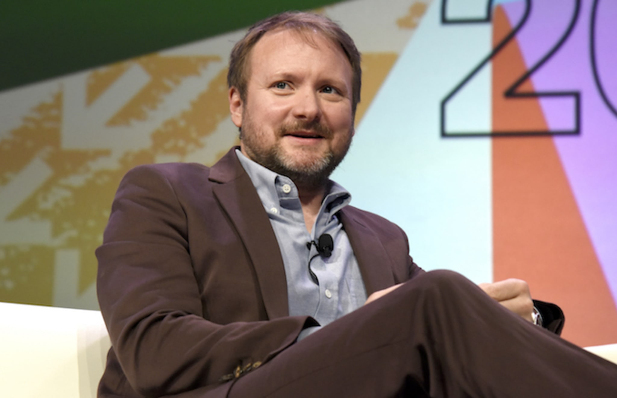 Rian Johnson speaks onstage at the Journey to Star Wars panel.