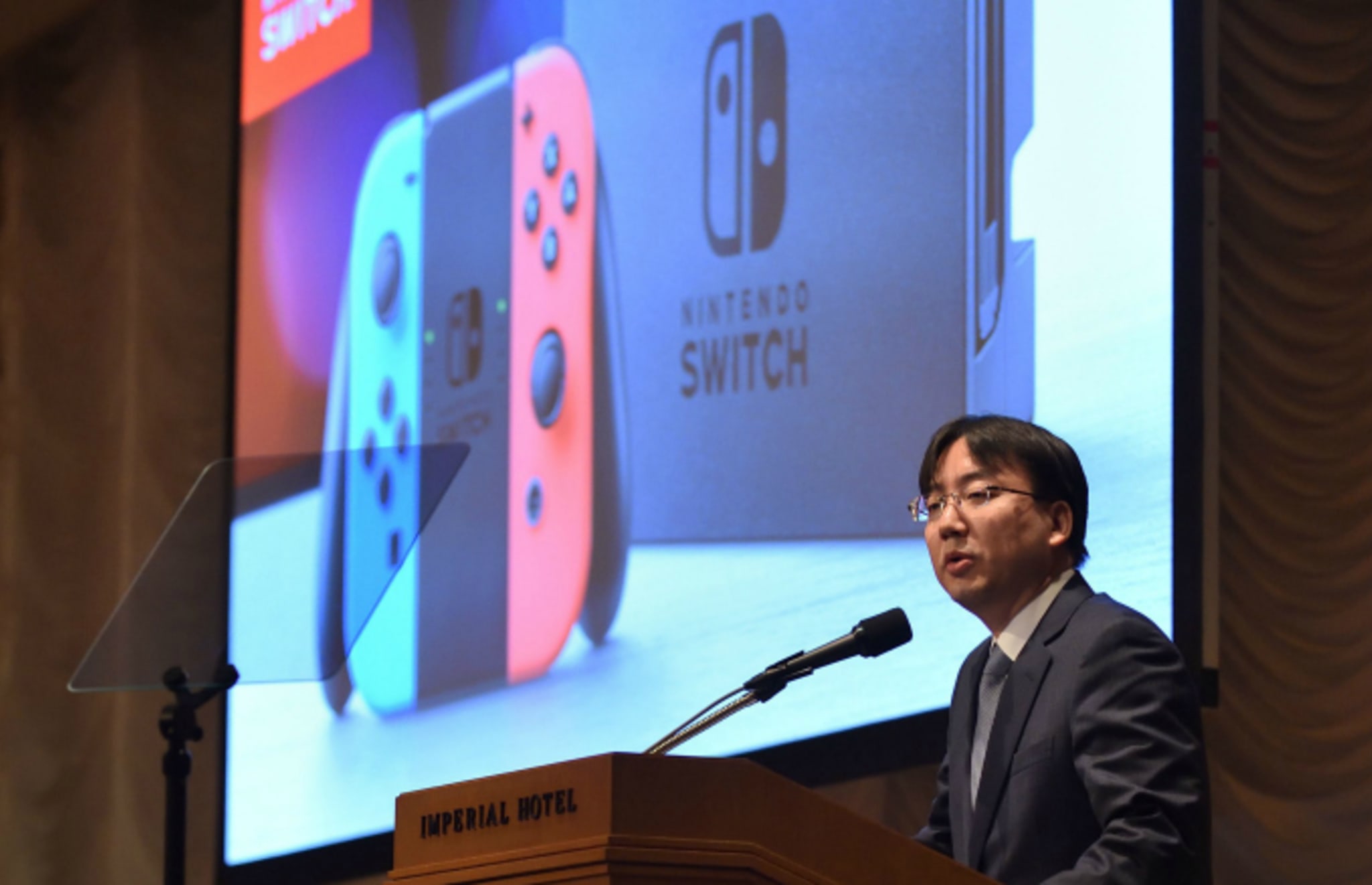 Nintendo President Shuntaro Furukawa delivers a speech