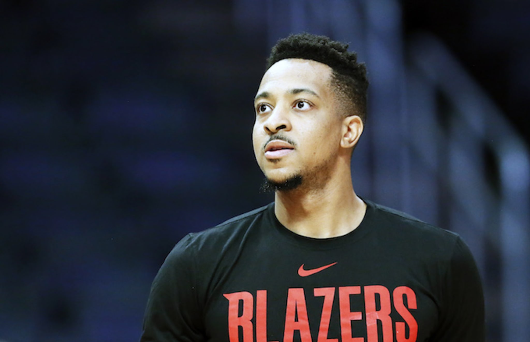 CJ McCollum before the game against the LA Clippers .