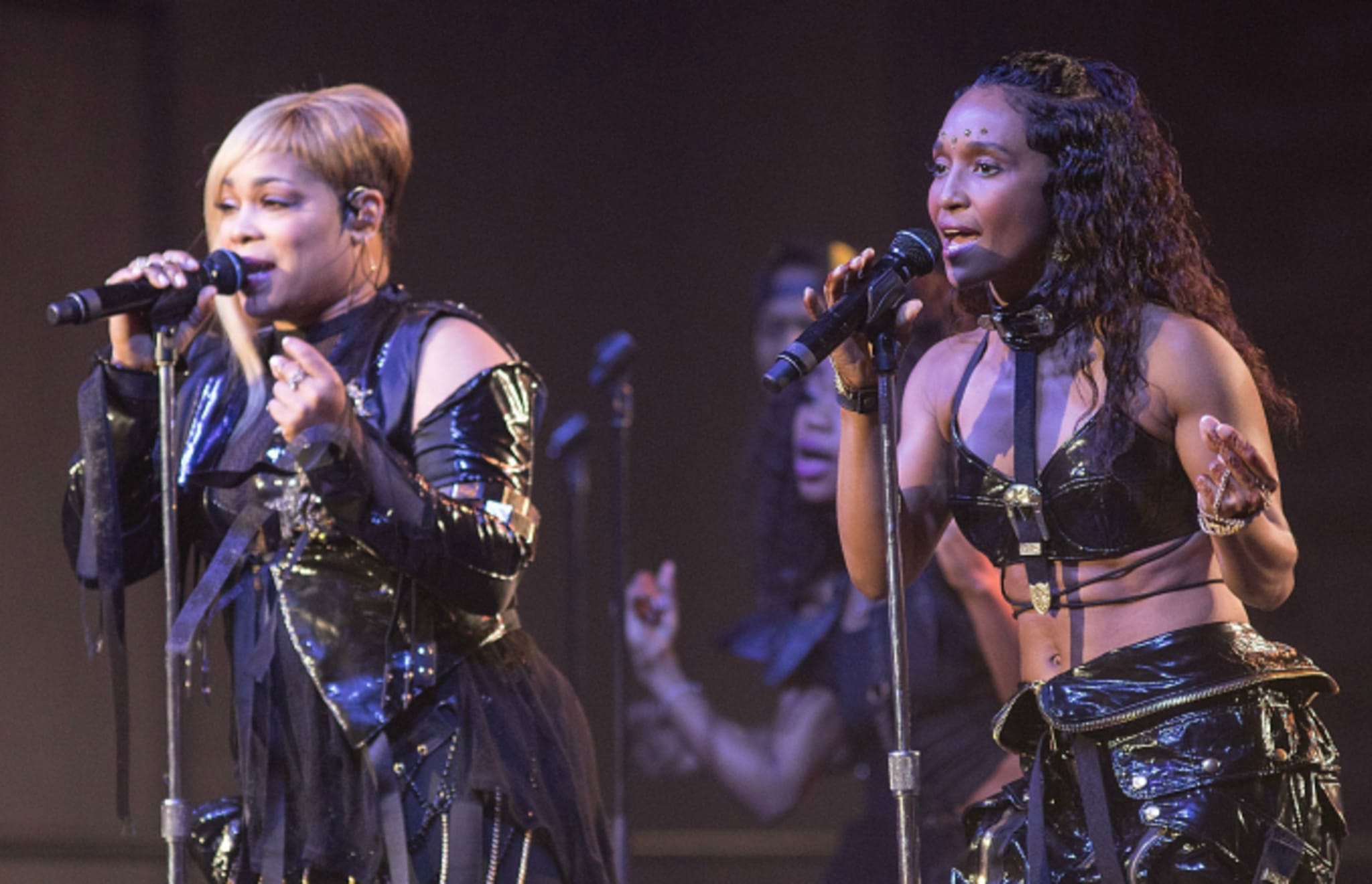 Singers Tionne 'T Boz' Watkins (L) and Rozonda 'Chilli' Thomas of TLC