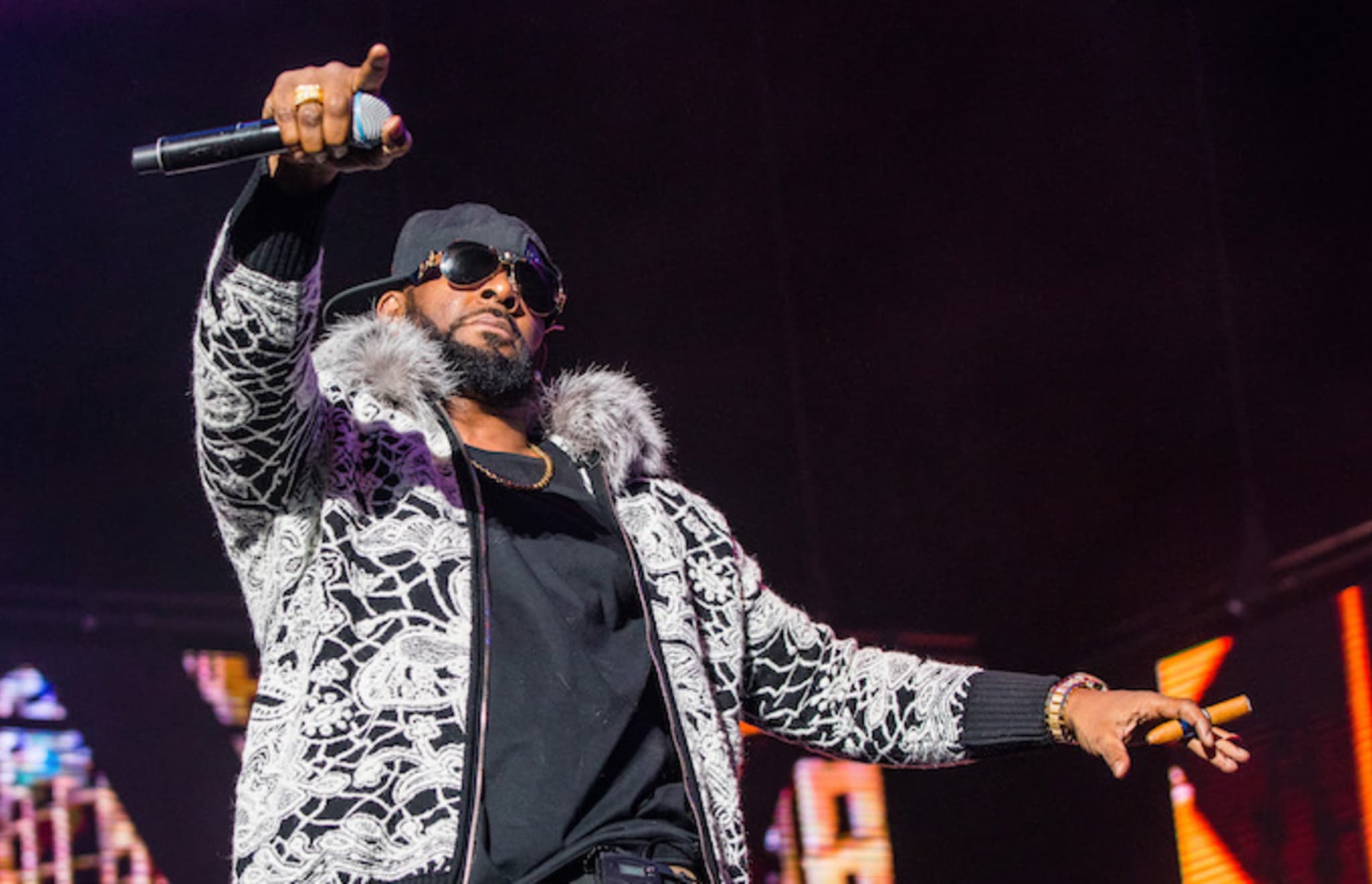 R. Kelly performs at Little Caesars Arena on Feb. 21.