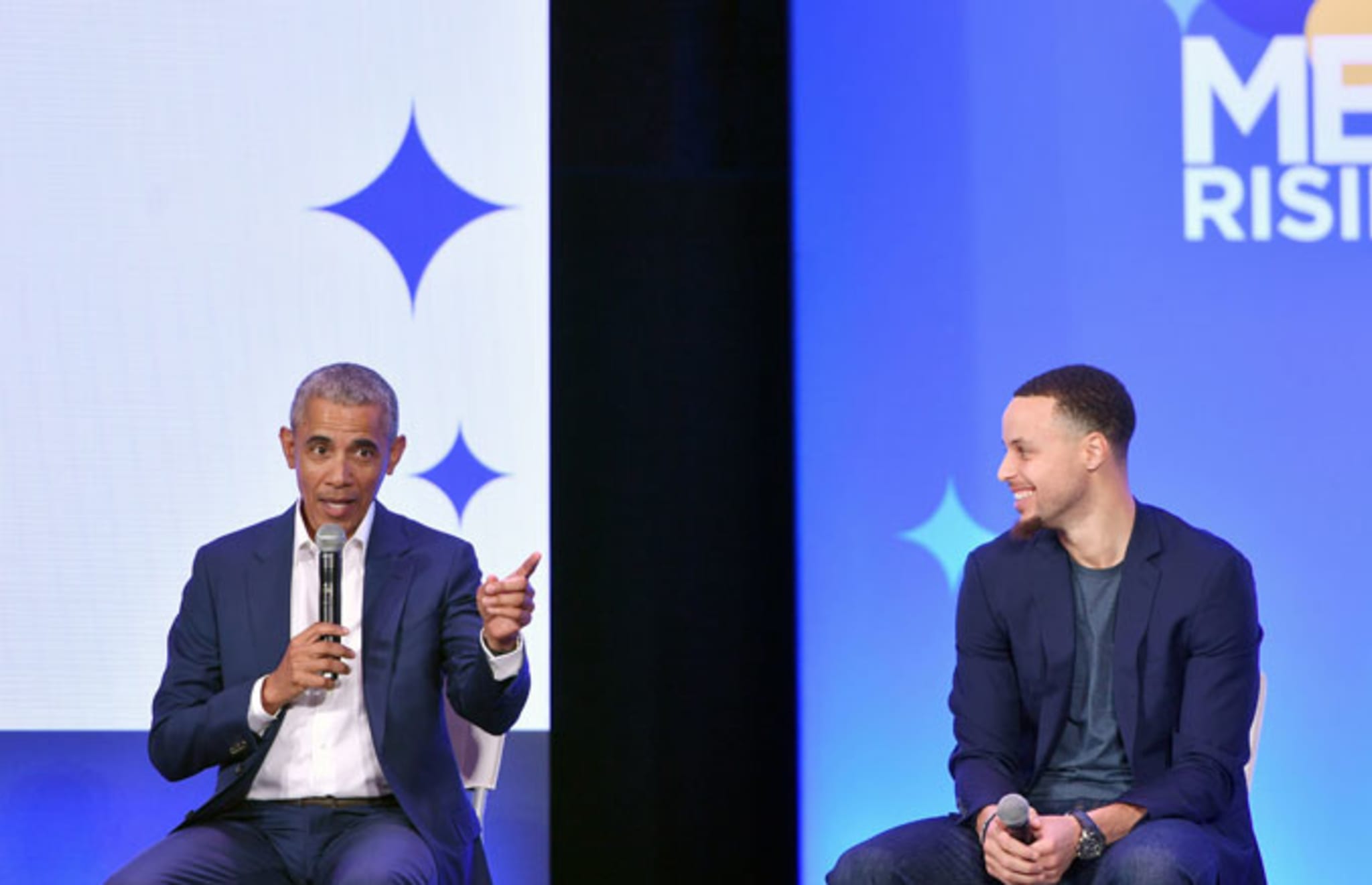 Barack Obama and Stephen Curry at a 'My Brother's Keeper' event