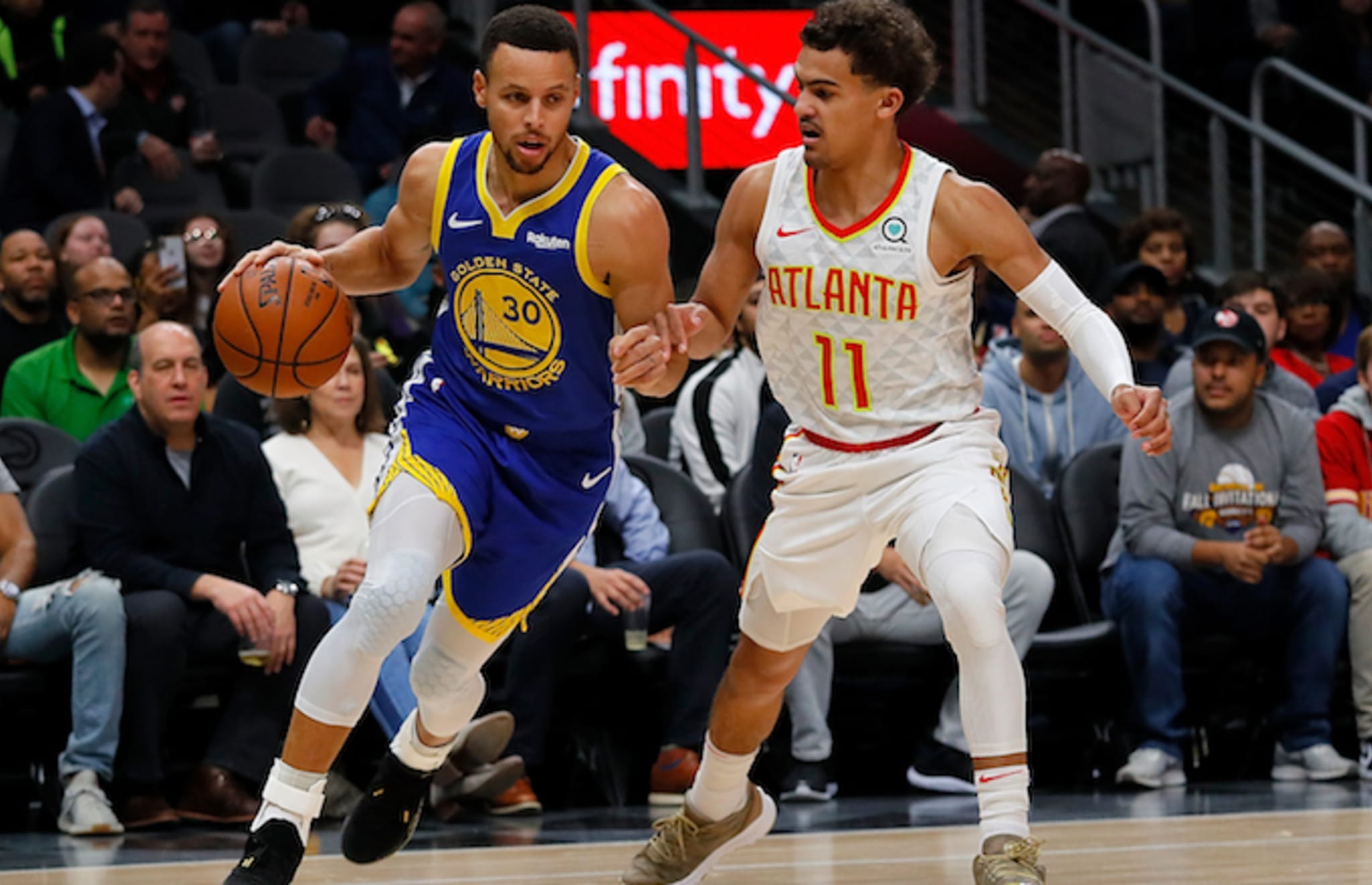 Stephen Curry and Trae Young