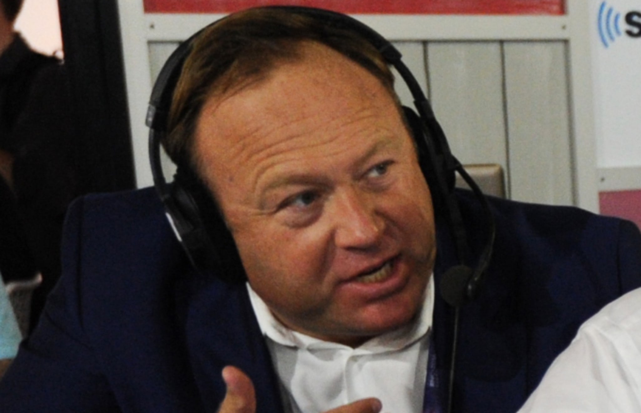 Alex Jones during an episode of Alter Family Politics on SiriusXM.