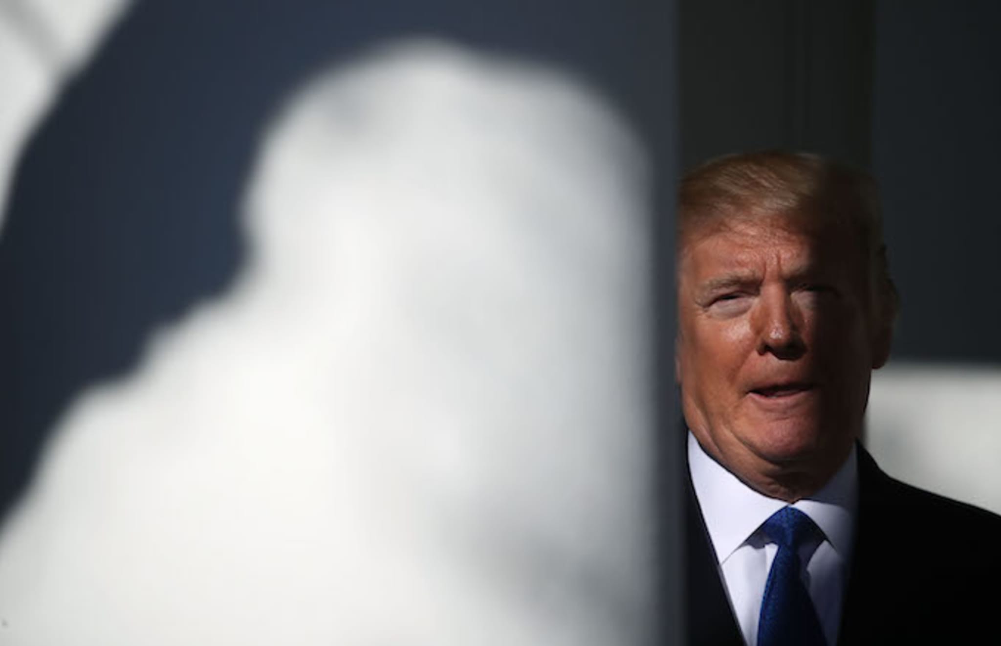 President Donald Trump preparing to address March for Life participants.
