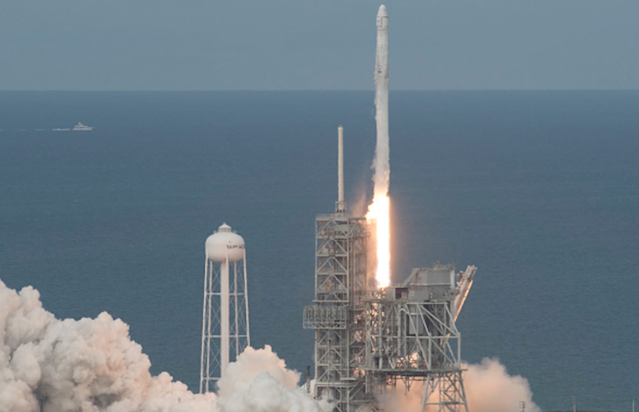 the SpaceX Falcon 9 rocket, with the Dragon spacecraft onboard, launches