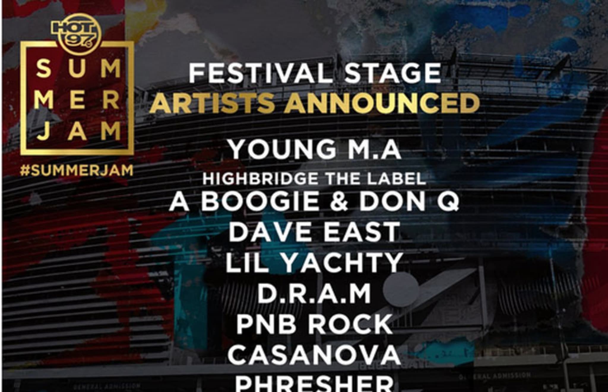 Hot 97 announces the 2017 Festival Stage lineup for Summer Jam.