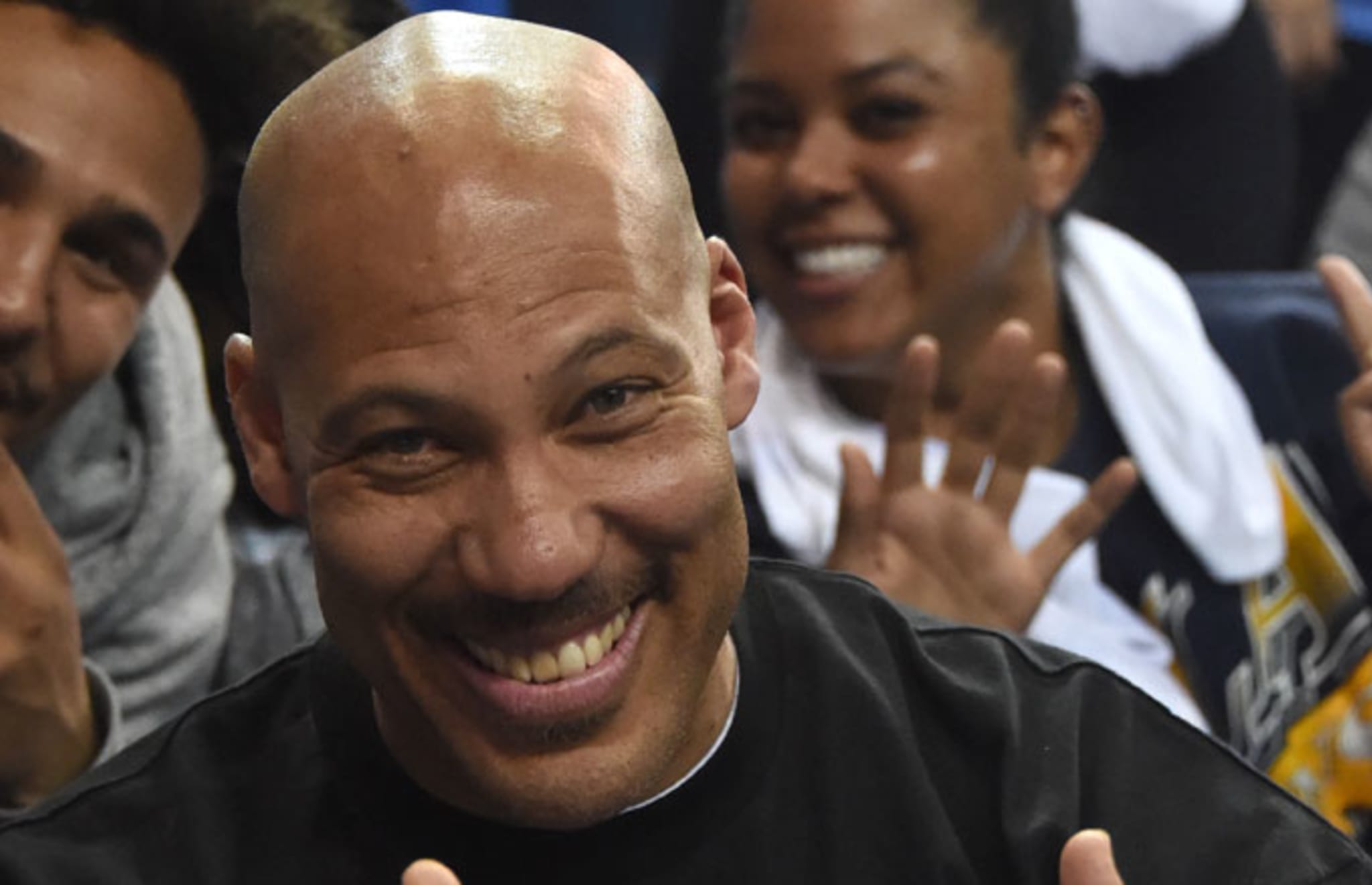 Over the top sports dad LaVar Ball smiles for the camera.