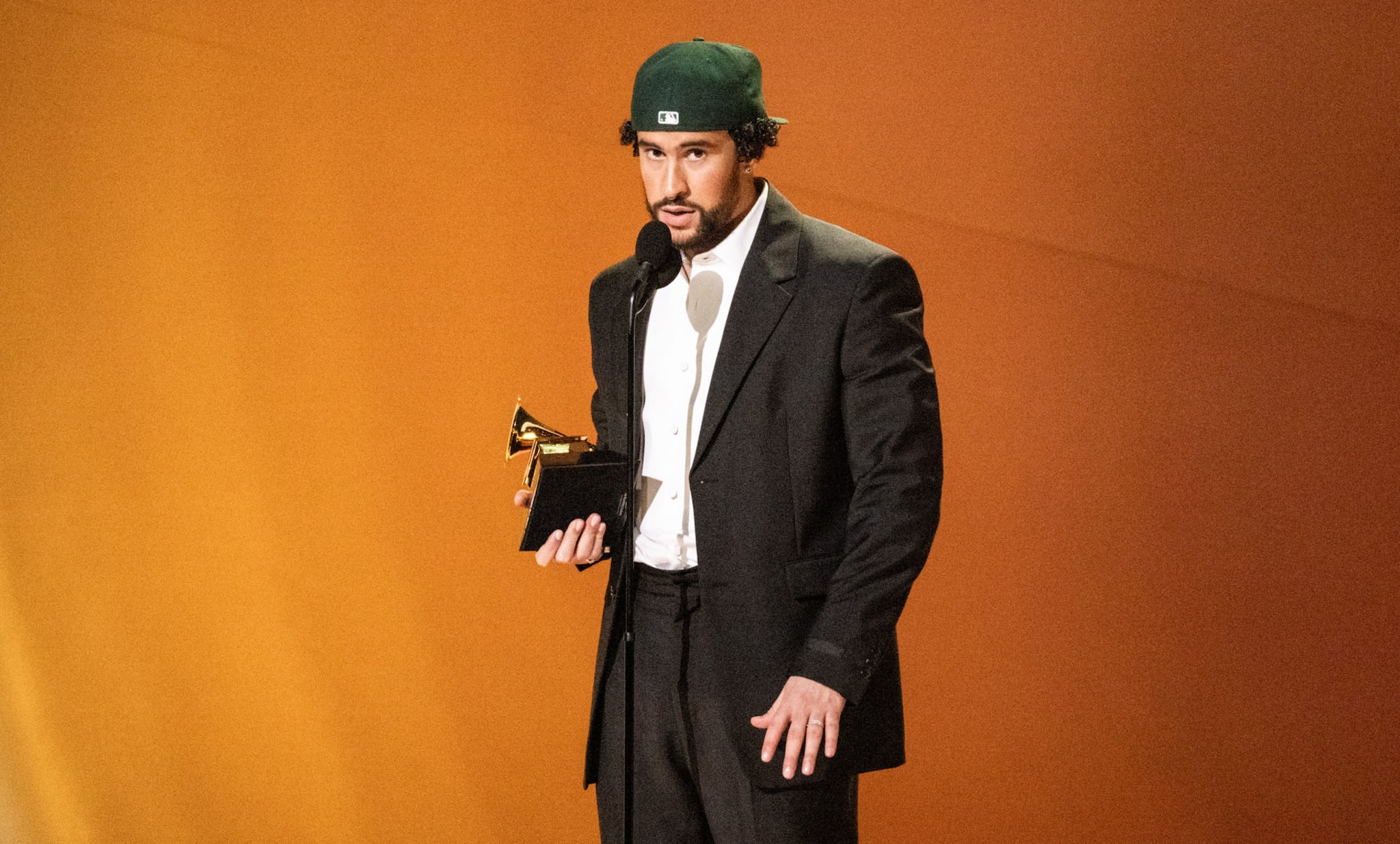 Bad Bunny onstage at the Grammys