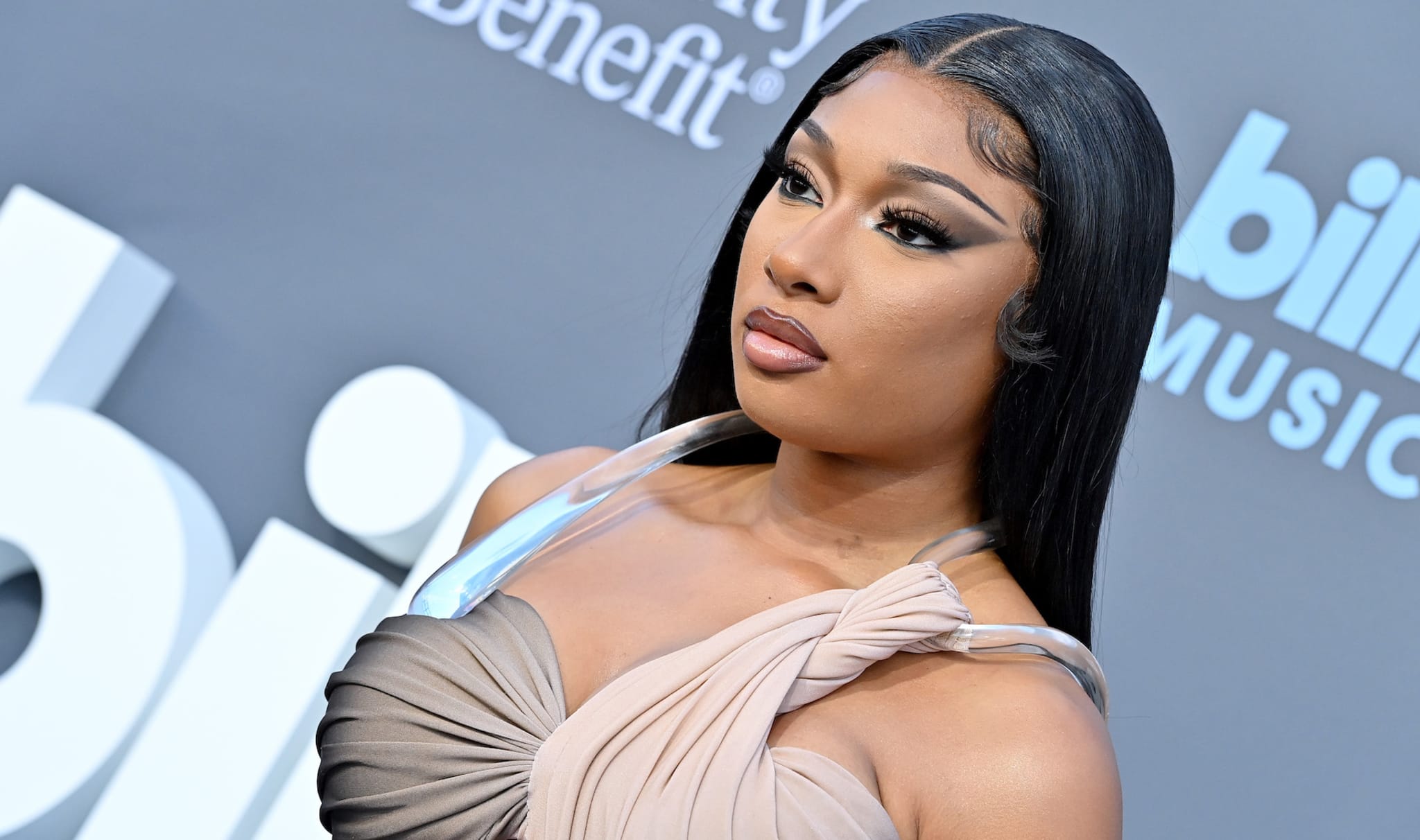 Megan Thee Stallion on red carpet at Billboard Music Awards