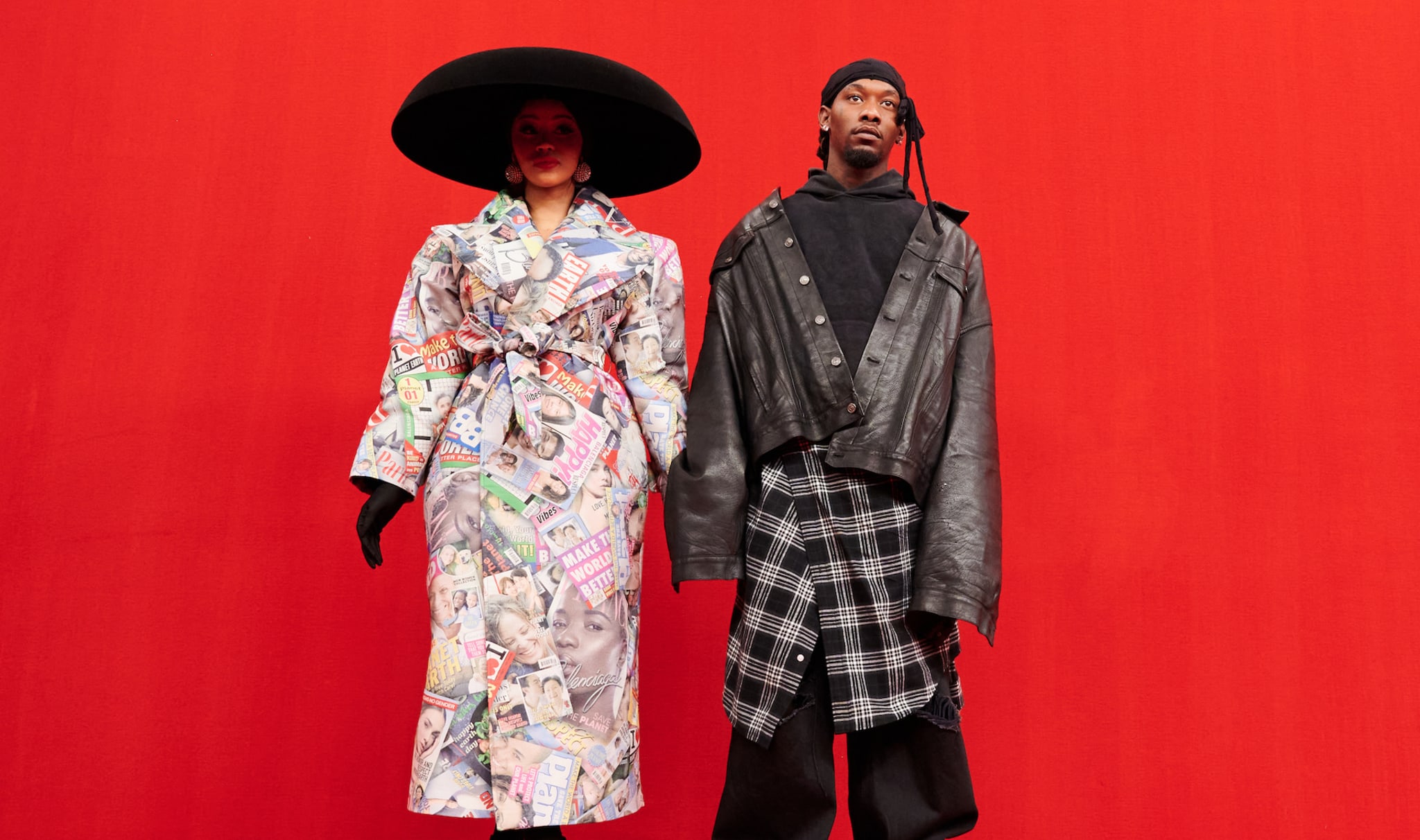 Cardi B and Offset on runway during Balenciaga fashion show